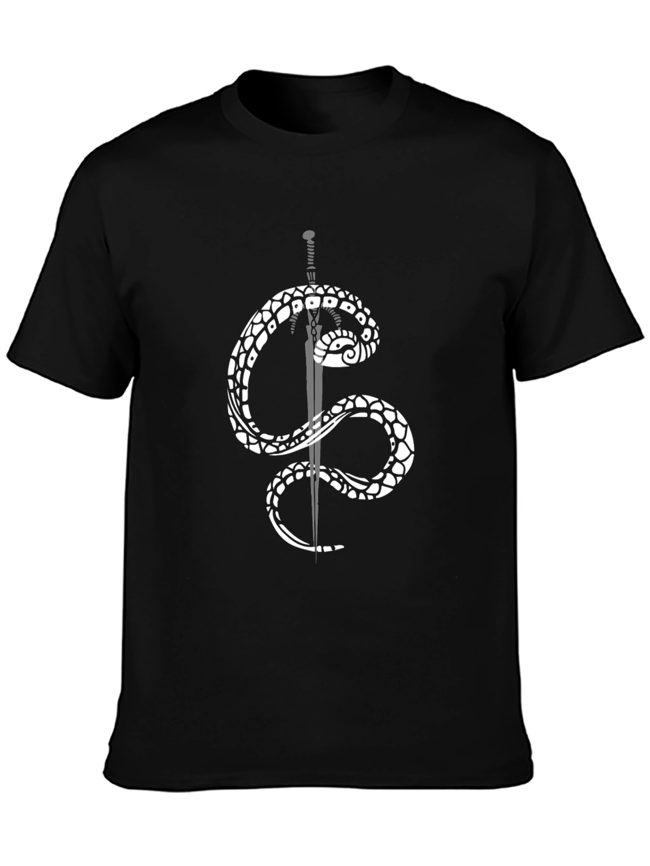 Black Snake & Sword Graphic Tee - Men's Black T-Shirt view 3