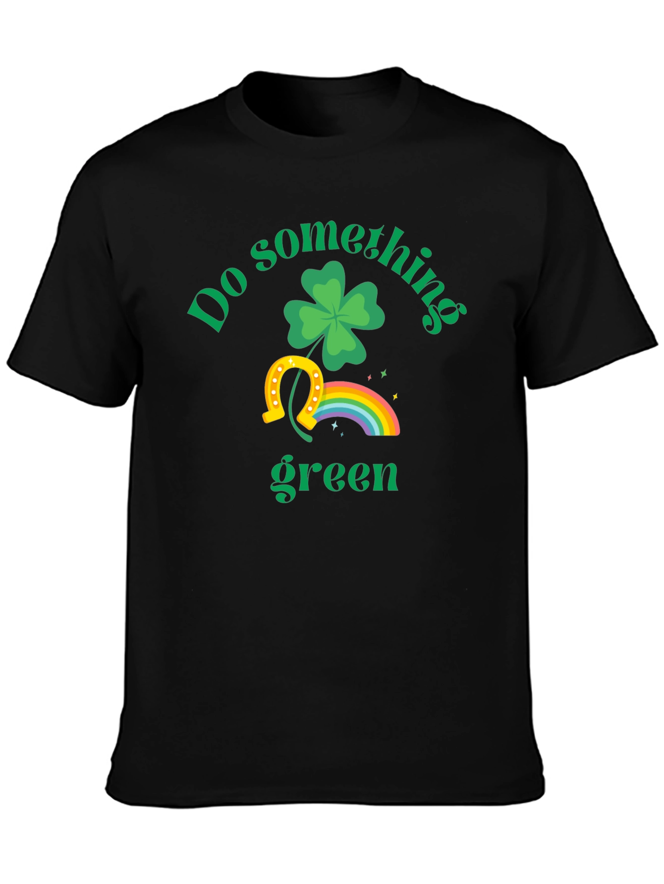 Black St. Patrick's Day 'Do Something Green' T-Shirt view 3