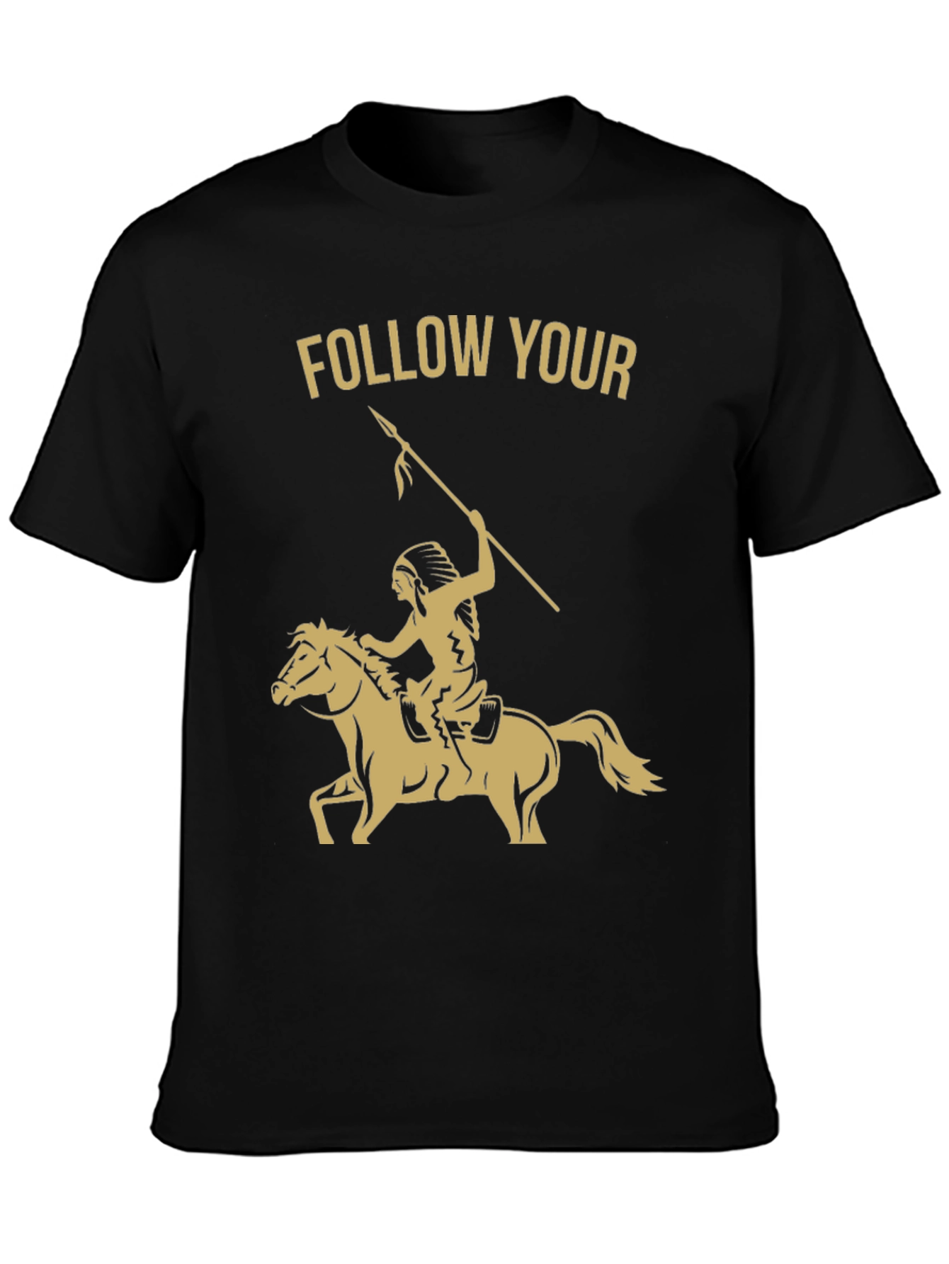 Black Follow Your Arrow T-Shirt - Native American Horse Rider Tee view 3