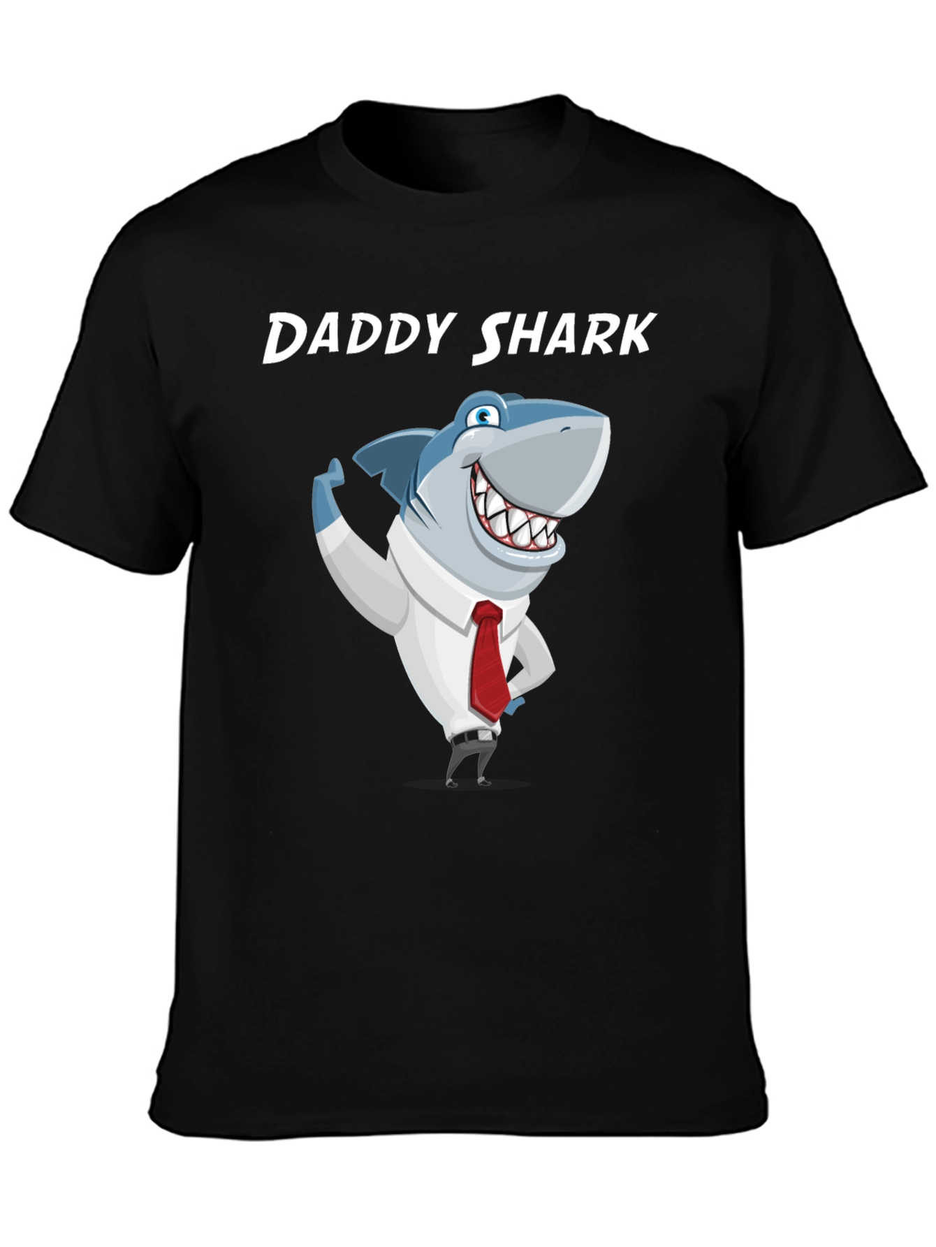 Black Daddy Shark Graphic T-Shirt - Men's Black Tee view 3