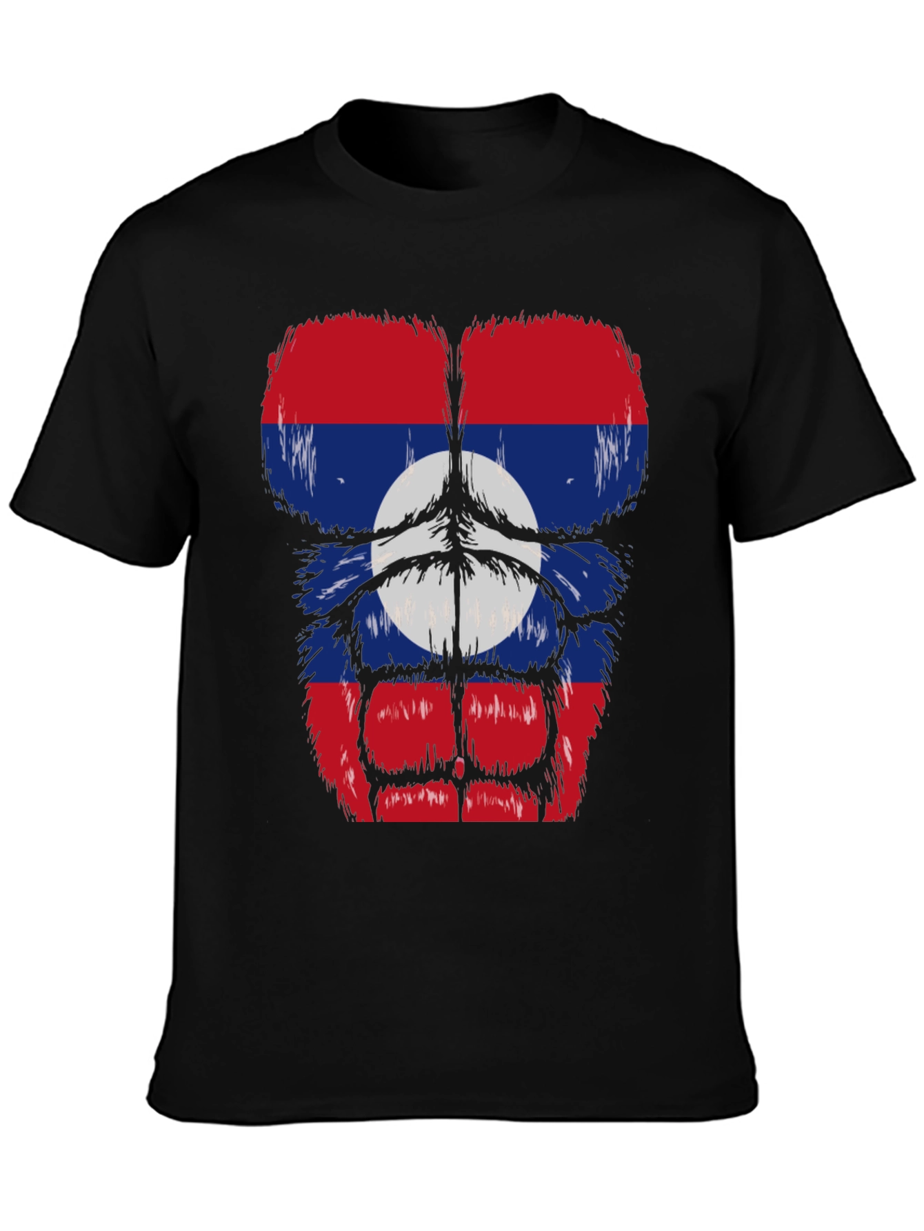 Black Laos Flag Gorilla Bodybuilder T-Shirt view 3