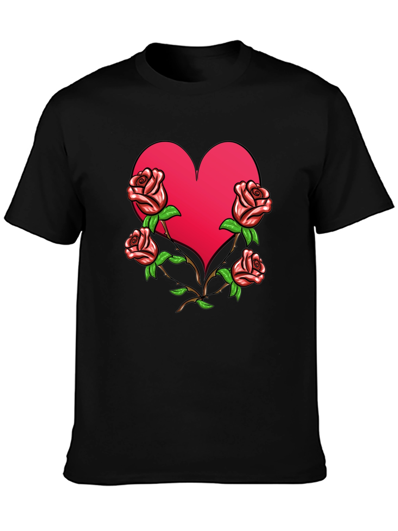 Black Heart & Roses Graphic Tee - Black view 3