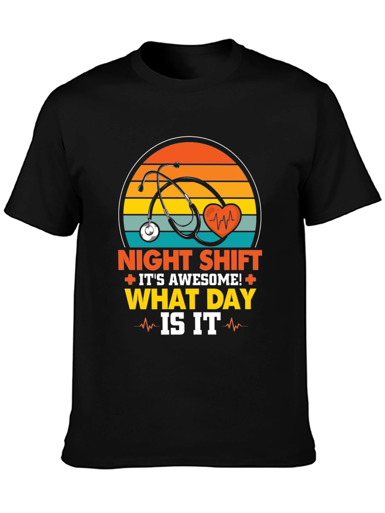 Black Night Shift Nurse T-Shirt - What Day Is It? view 3