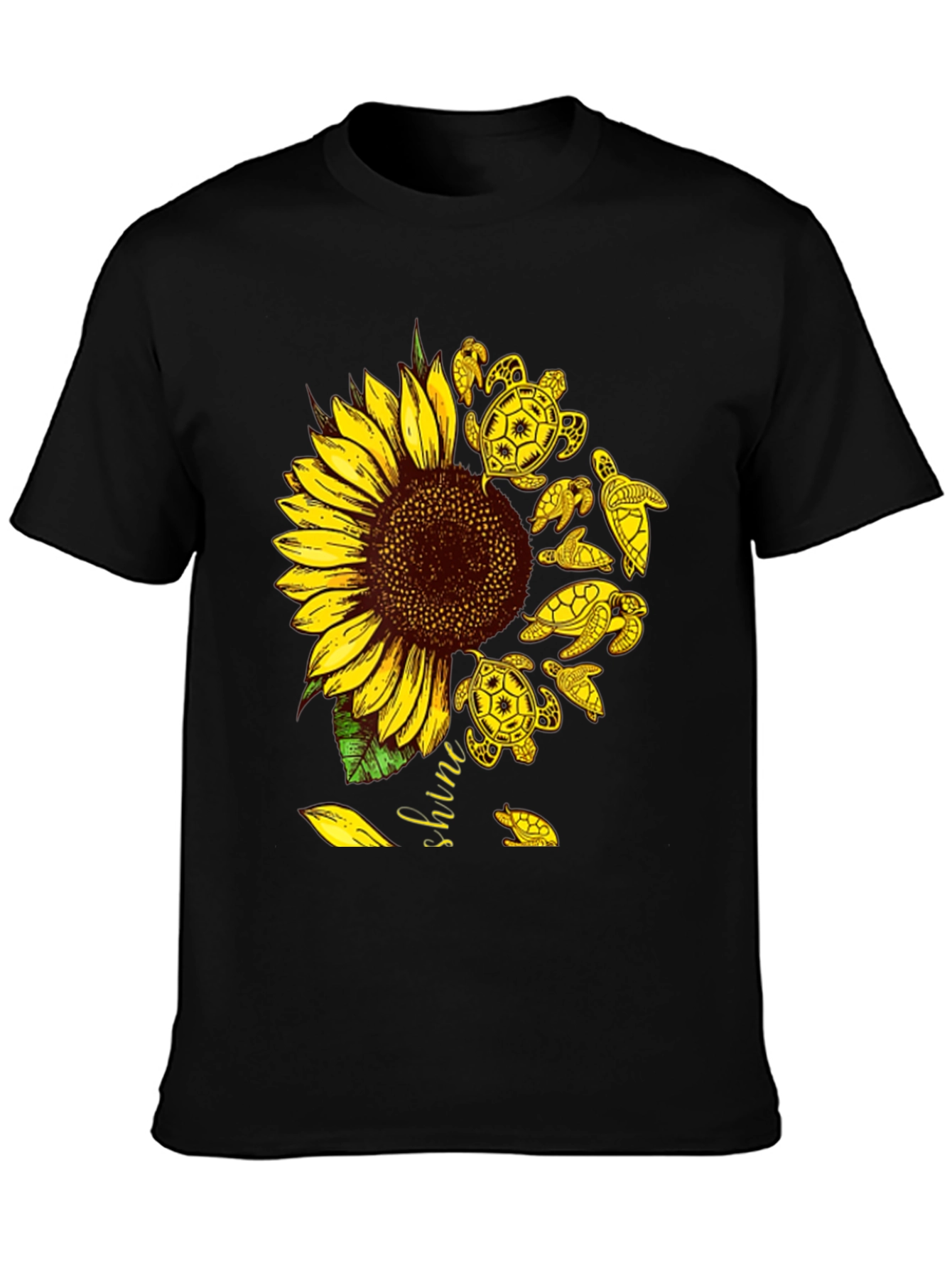 Black Sunflower Turtle Graphic Tee - Unisex view 3
