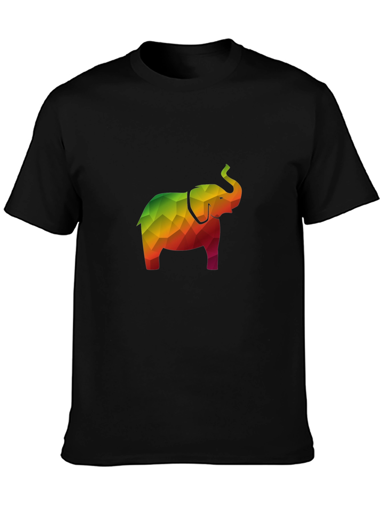Geometric Elephant Tee - Stylish Men's Black T-Shirt - 3