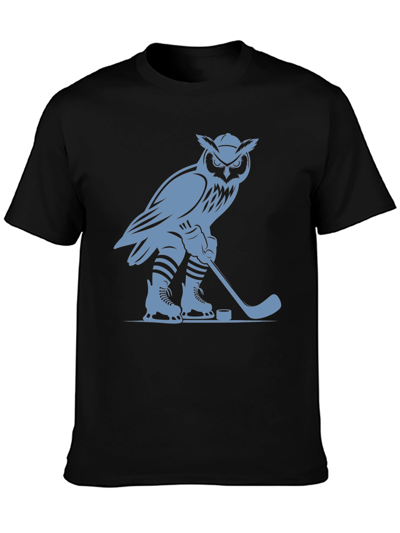 Black Owl Hockey Player Graphic T-Shirt view 3