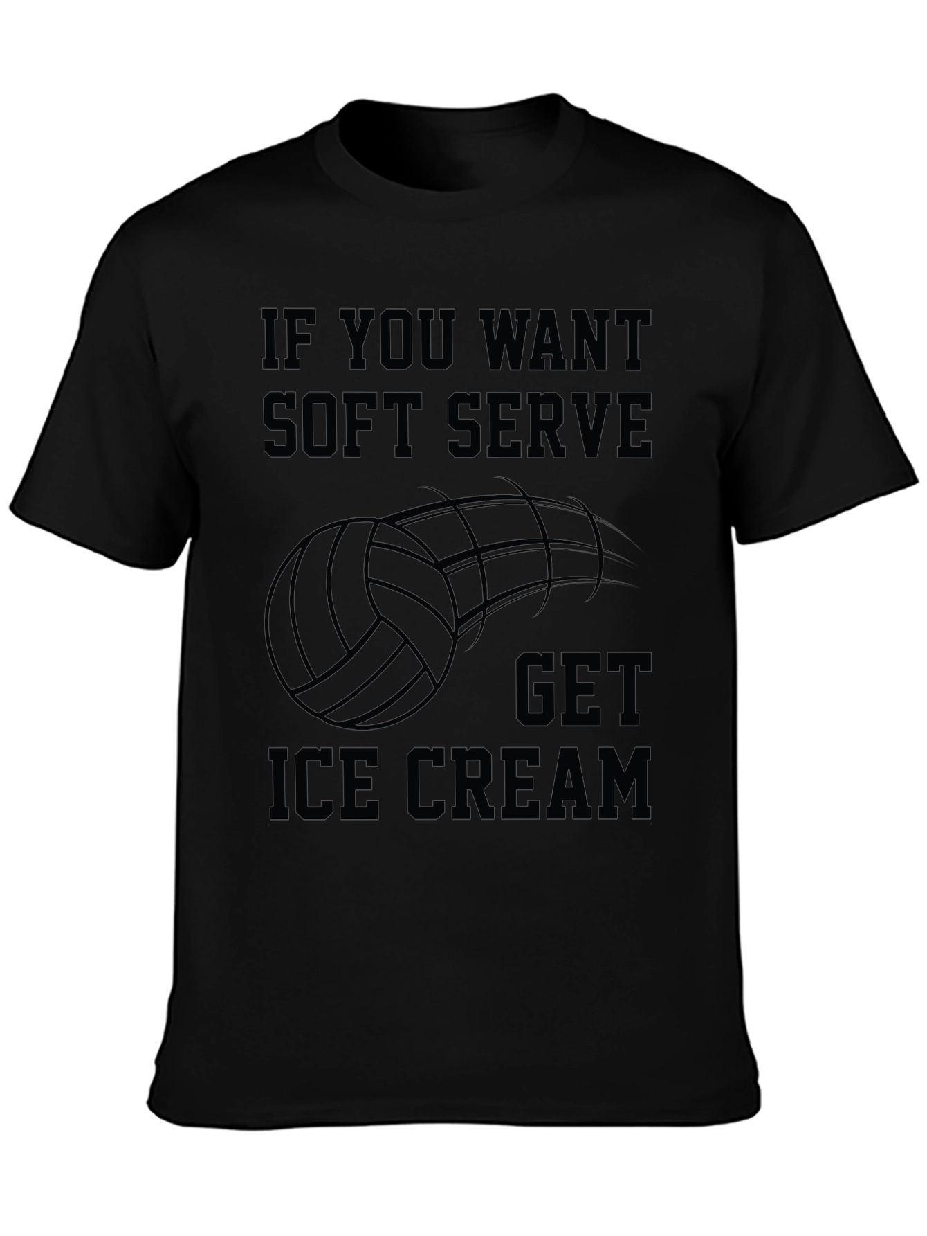 Black Volleyball Soft Serve Ice Cream T-Shirt view 3