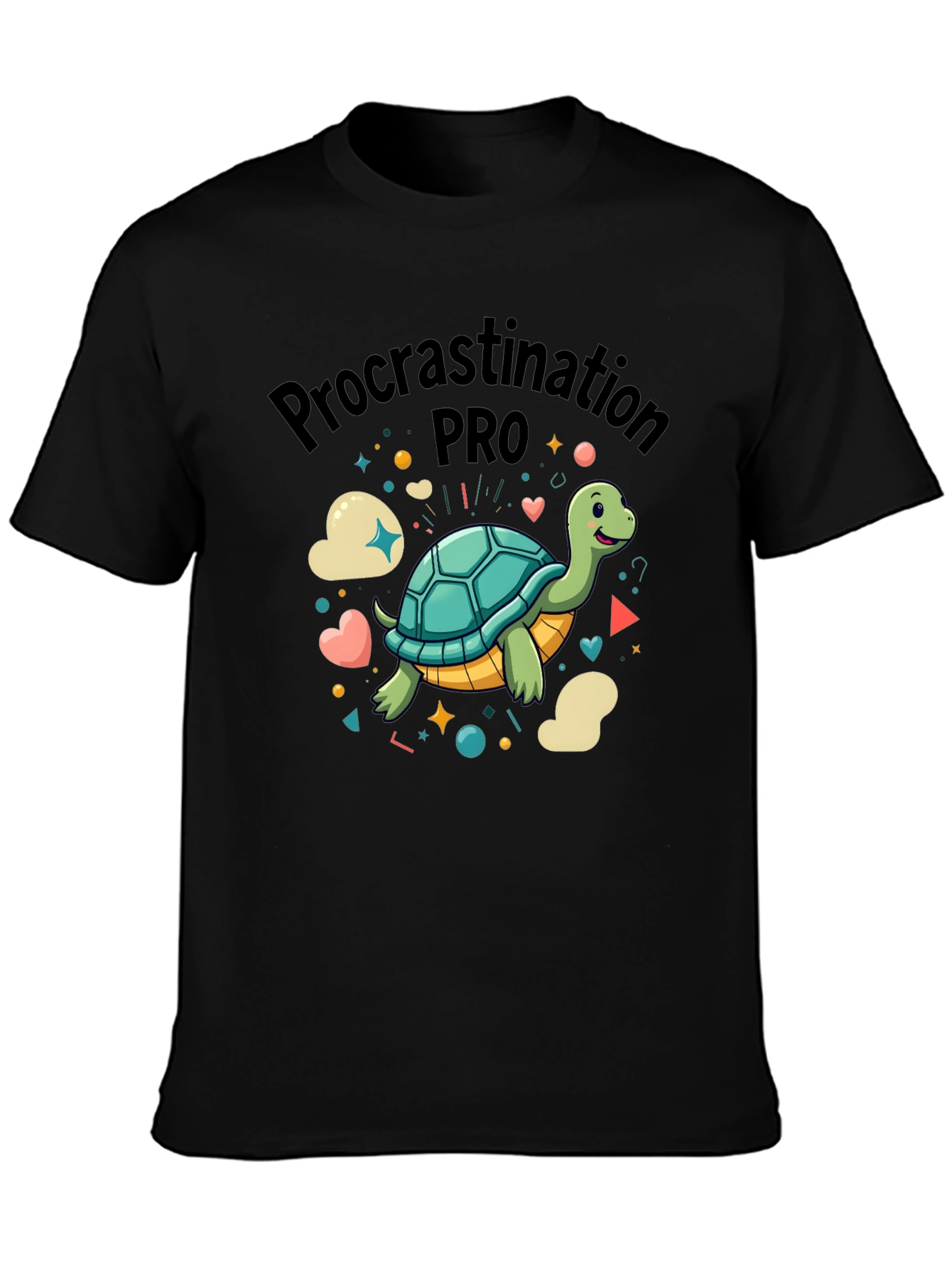 Black Procrastination Pro Turtle Graphic Tee view 3