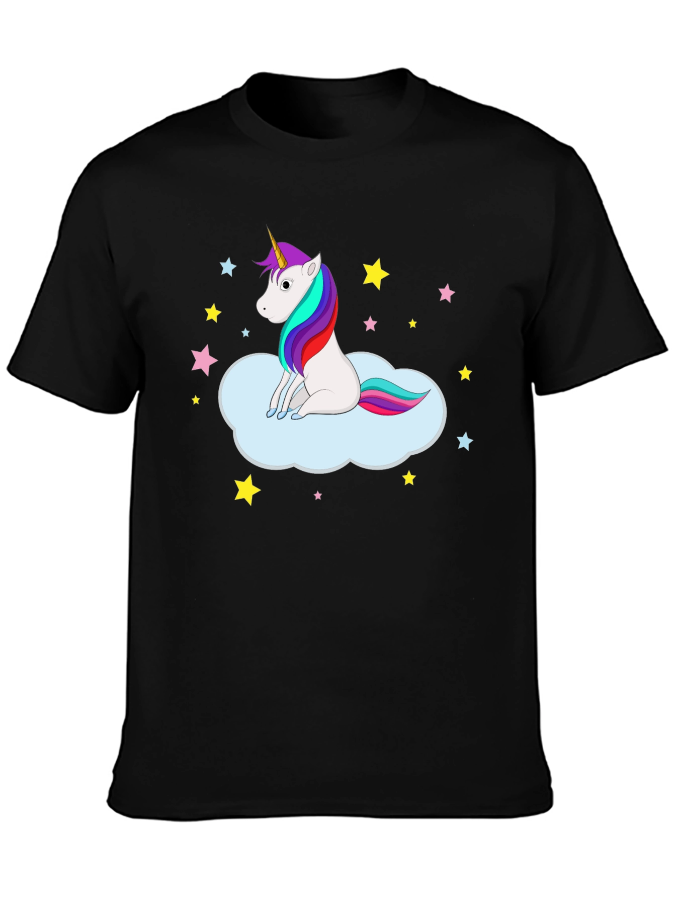 Black Unicorn Cloud Tee - Fun Graphic Print Shirt view 3