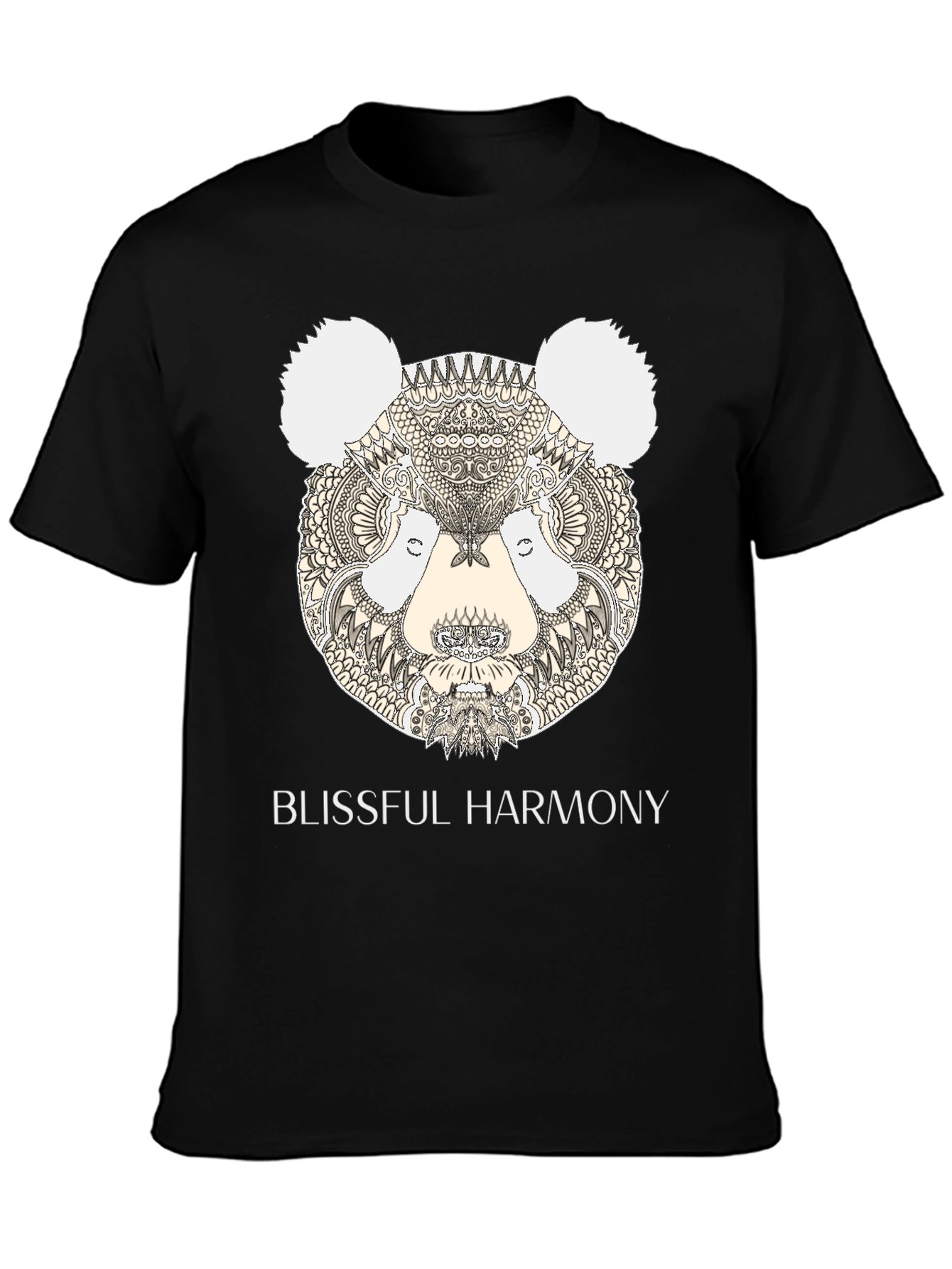 Black Blissful Harmony Panda Graphic Tee - Men's Black T-Shirt view 3