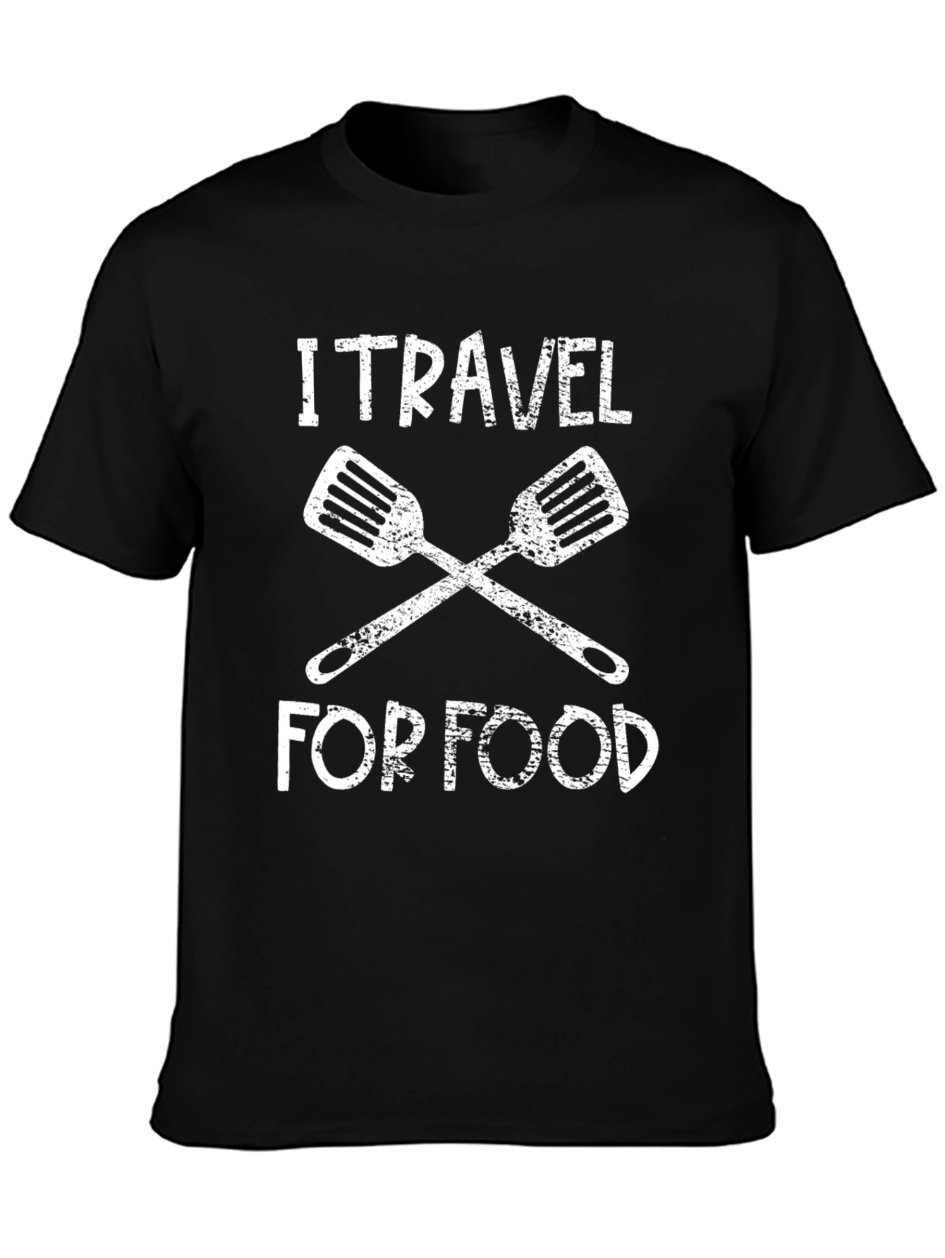 Black I Travel For Food T-Shirt - Funny Foodie Tee view 3
