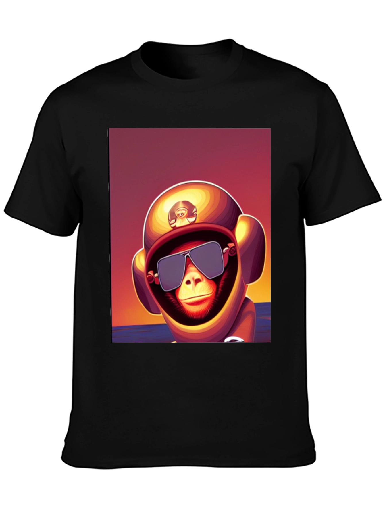 Black Monkey Astronaut T-Shirt - Retro Style Graphic Tee view 3