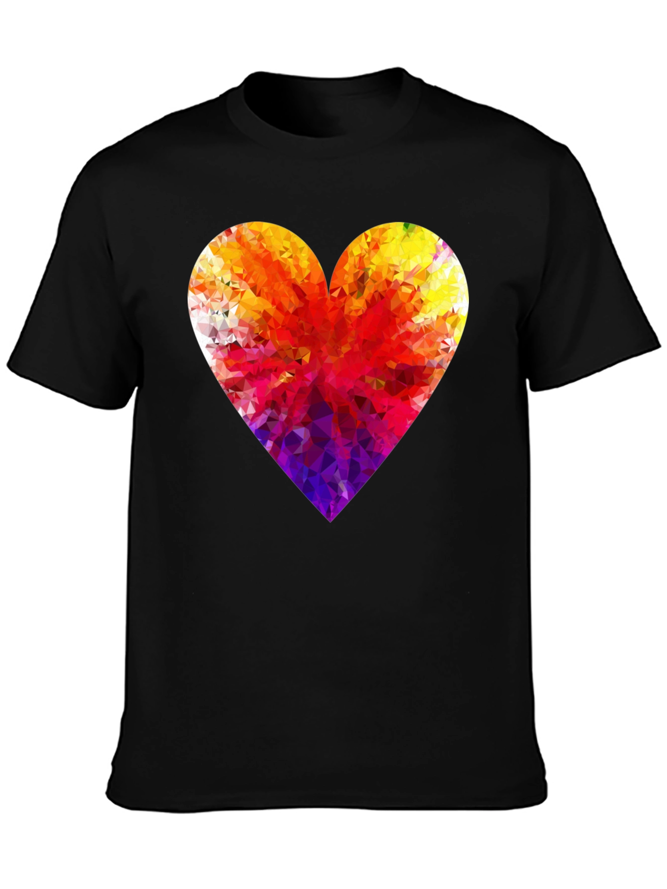 Black Geometric Heart Graphic Tee - Modern Black T-Shirt view 3