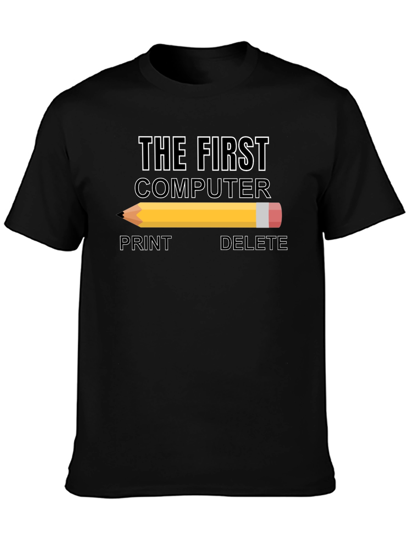 Black The First Computer Funny T-Shirt view 3