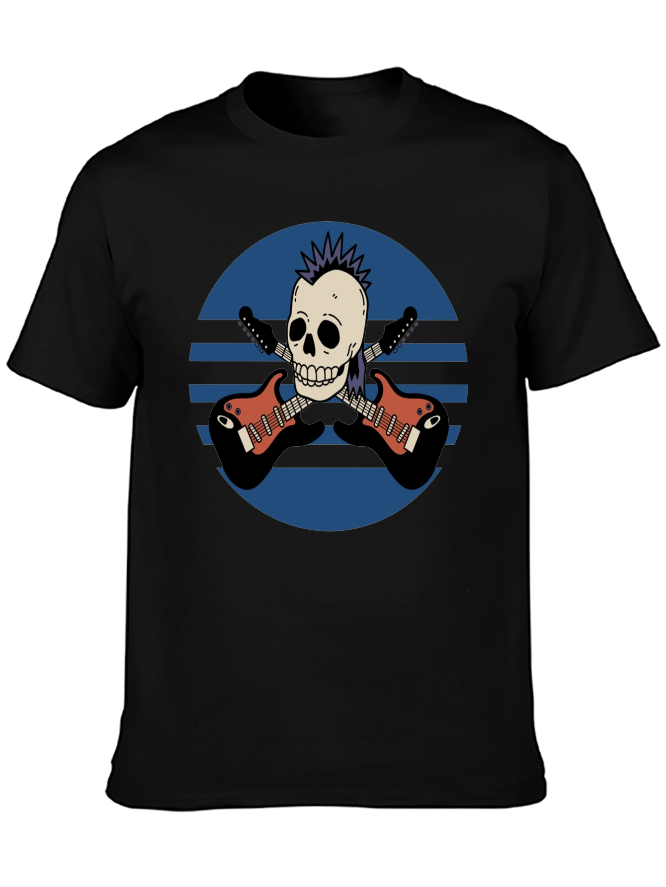 Black Skull & Guitar T-Shirt - Rocker Style view 3