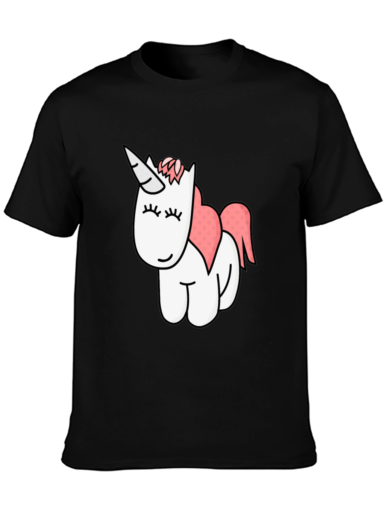 Black Cute Unicorn Graphic Black T-Shirt view 3