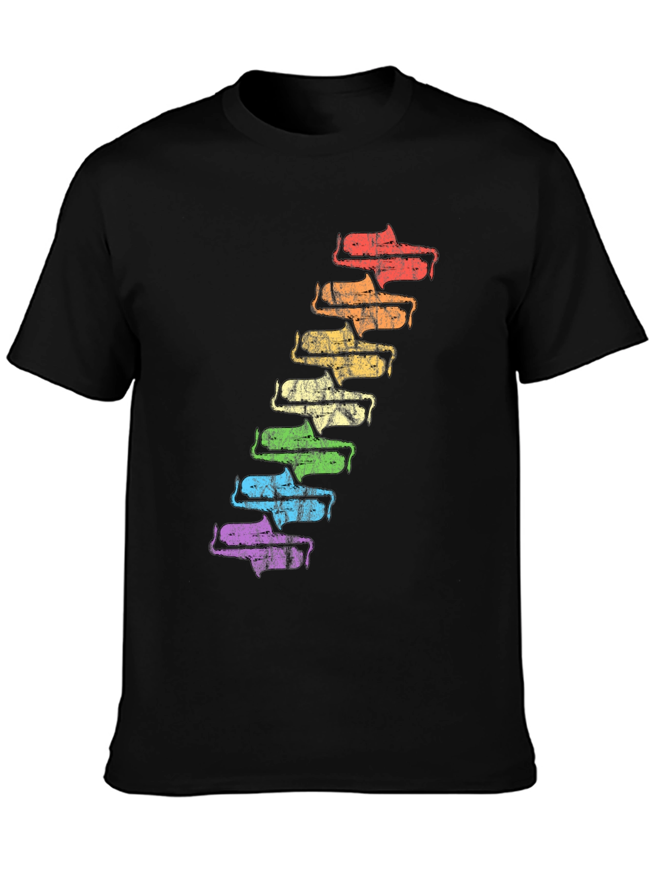 Black Retro Rainbow Saxophone T-Shirt - Unique Music Lover Tee view 3