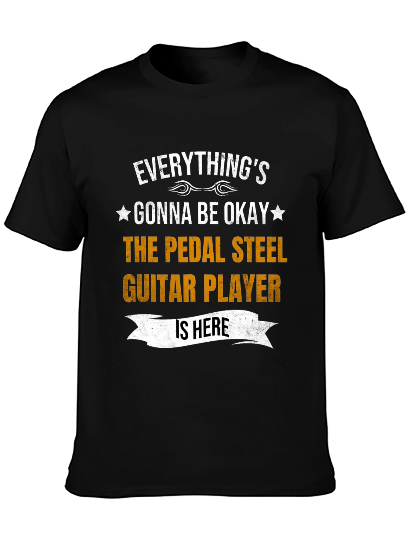 Black Everything's Gonna Be Okay Pedal Steel Guitar Player T-Shirt view 3