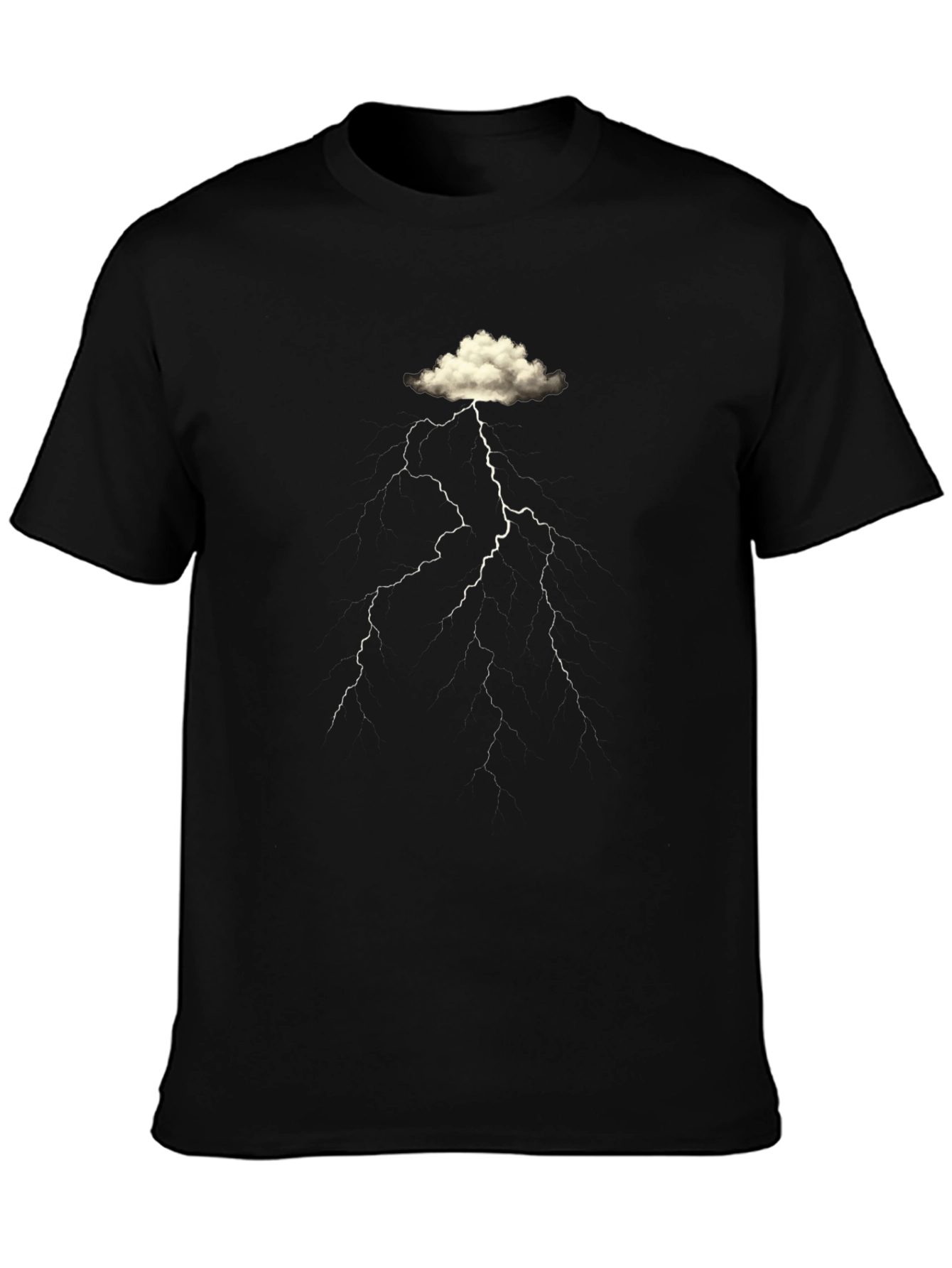 Black Cloud Lightning Graphic Black T-Shirt view 3