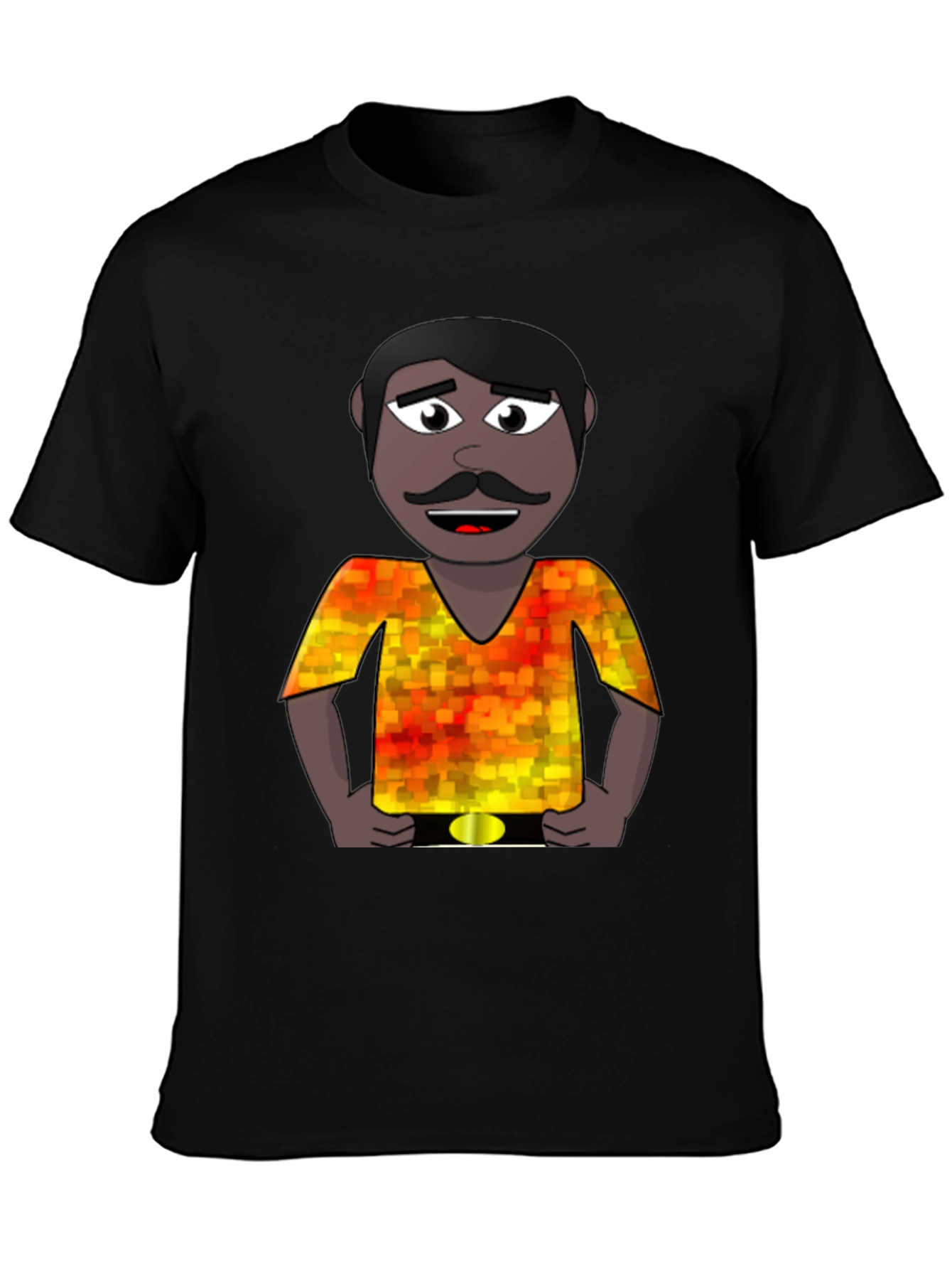 Black Cartoon Man Graphic Print T-Shirt view 3