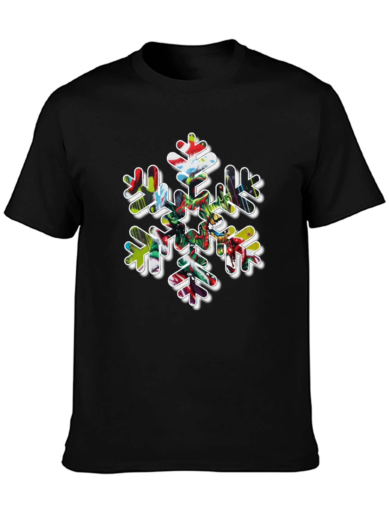 Black Festive Snowflake Graphic Tee view 3
