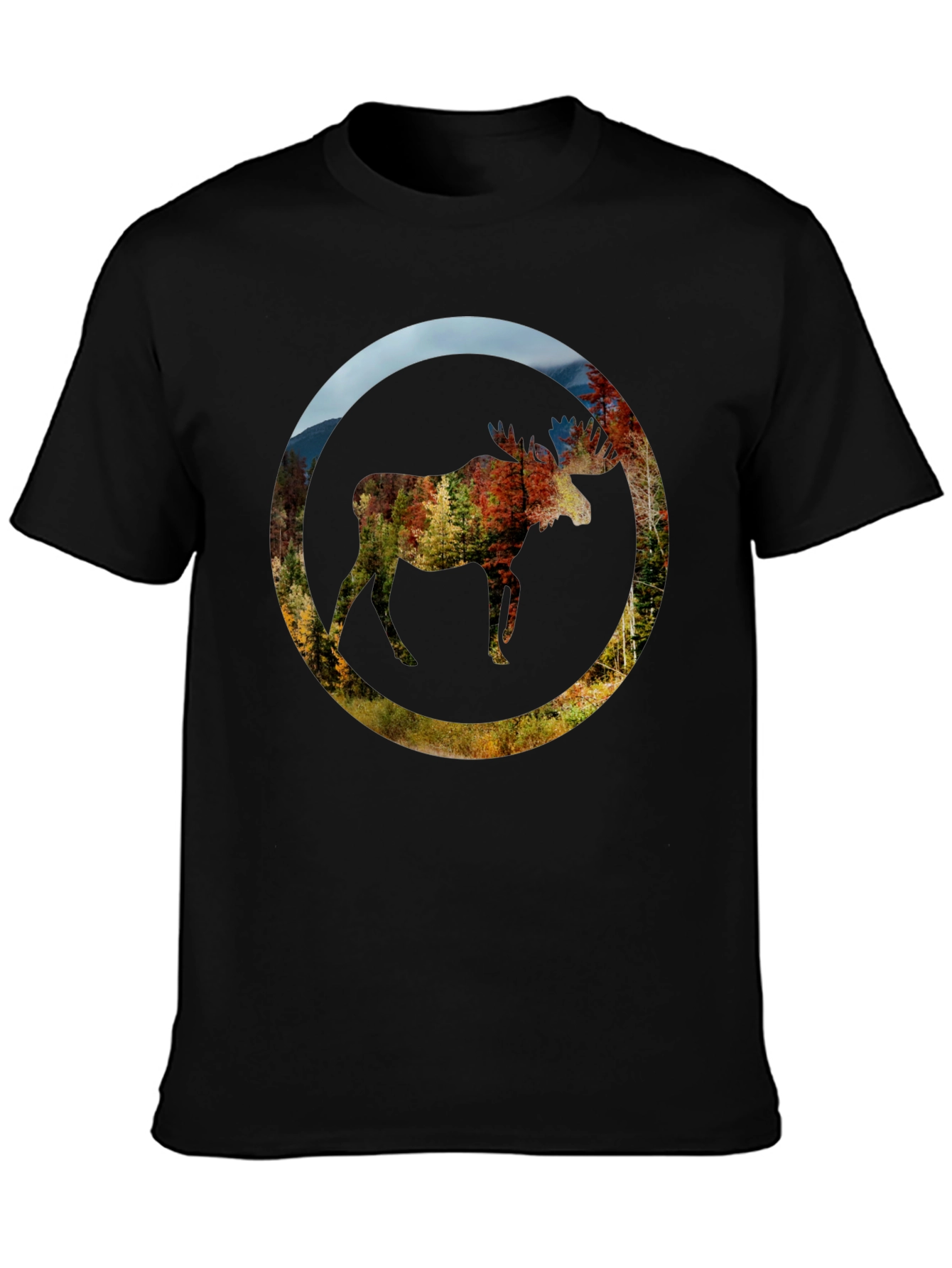 Black Nature Moose Graphic Black T-Shirt view 3