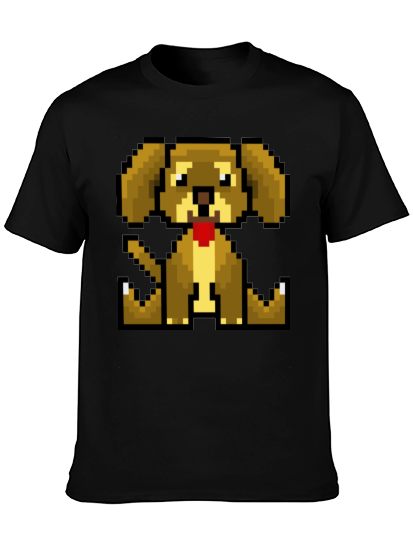 Black Pixelated Dog T-Shirt - Retro Gaming Style view 3