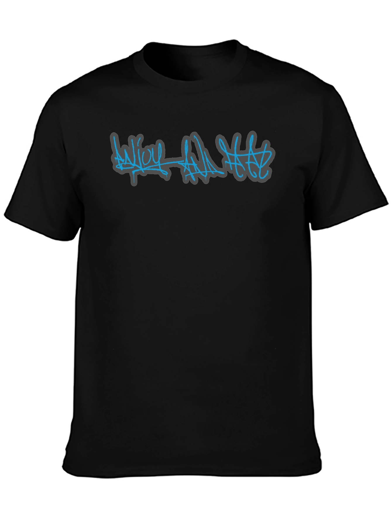 Black Edgy Graphic Tee - "Enjoy All Hats" Black Crew Neck Shirt view 3