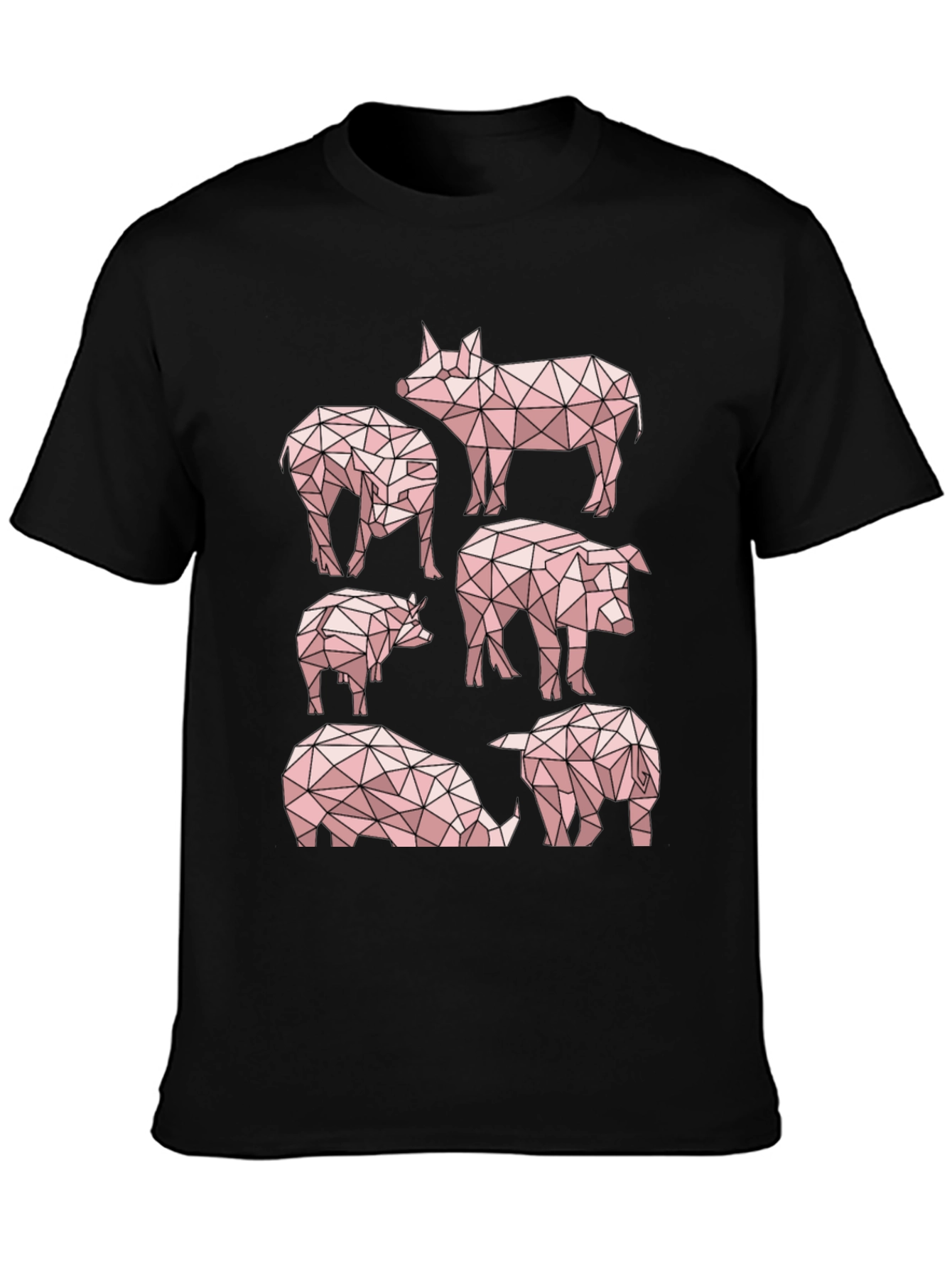 Black Geometric Pig T-Shirt - Unique Design view 3