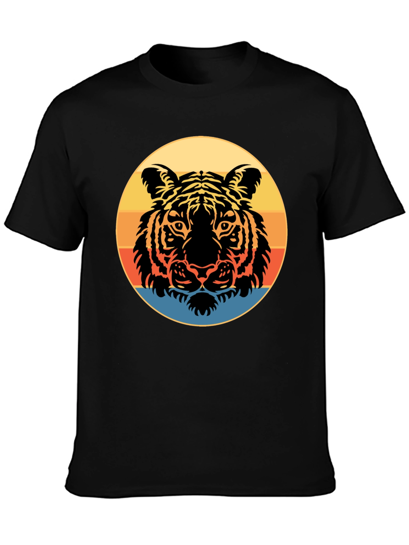Black Retro Tiger Graphic Tee - Stylish Men's Black T-Shirt view 3