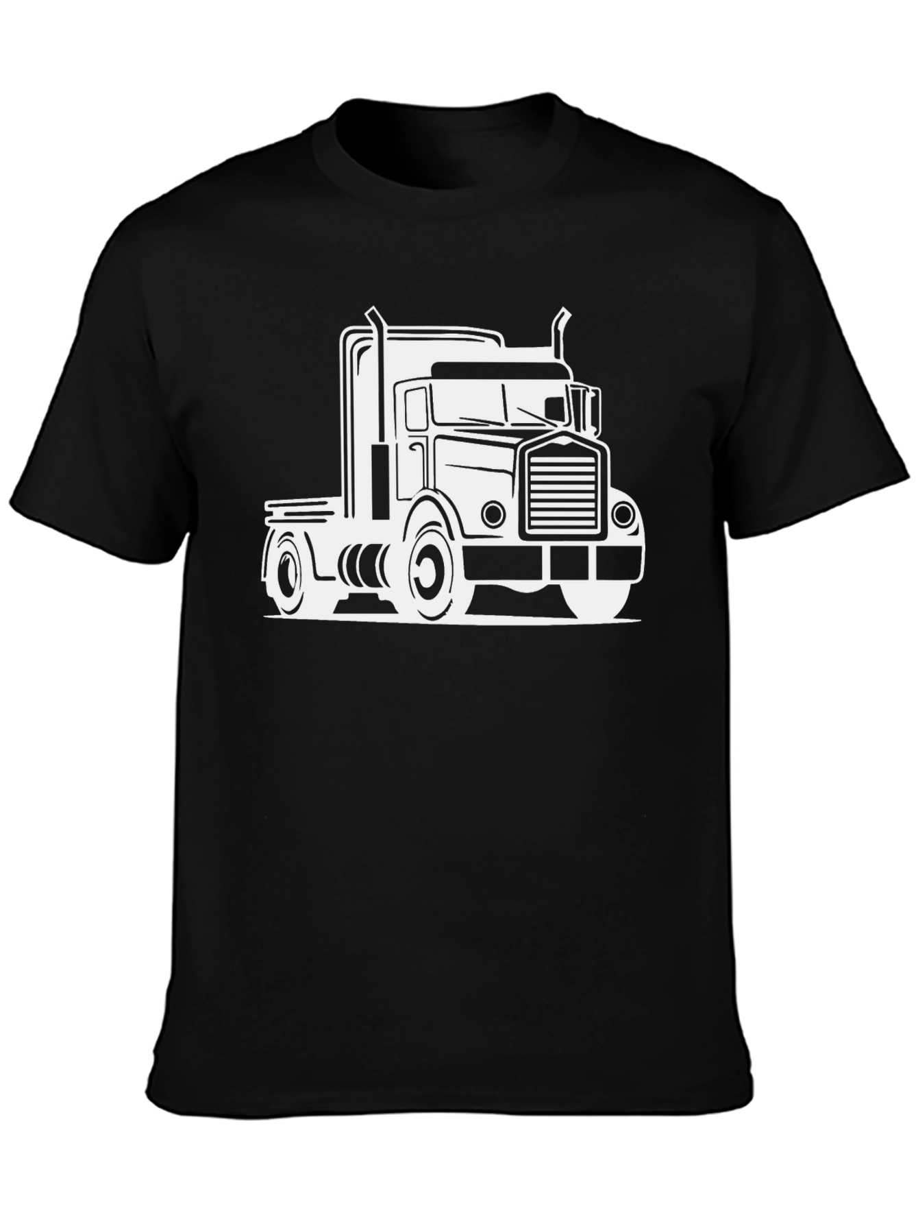 Black Truck Graphic Tee - Bold Black Cotton Blend T-Shirt view 3