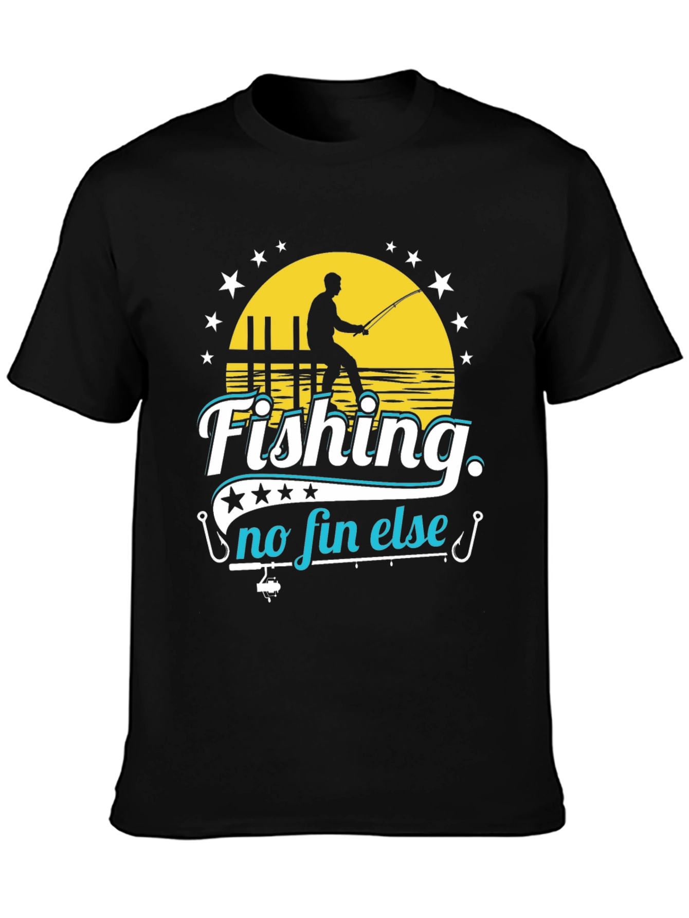 Black Fishing No Fin Else Black T-Shirt view 3