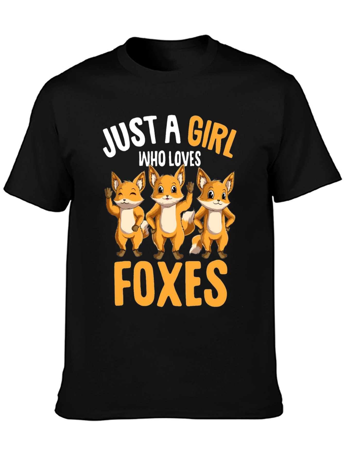 Black Just A Girl Who Loves Foxes T-Shirt view 3