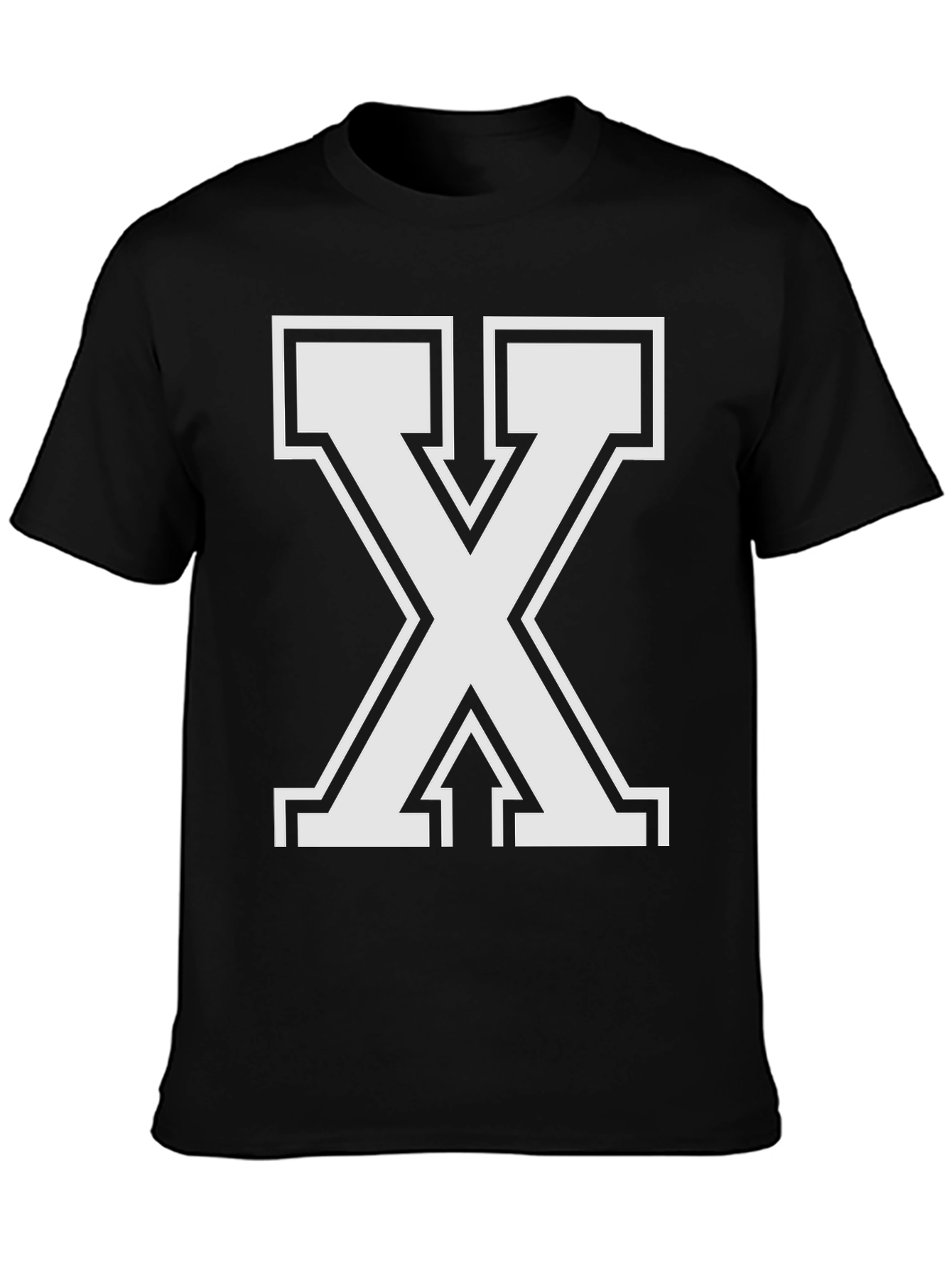 Black Bold Letter X Graphic Tee - Black Cotton Blend view 3