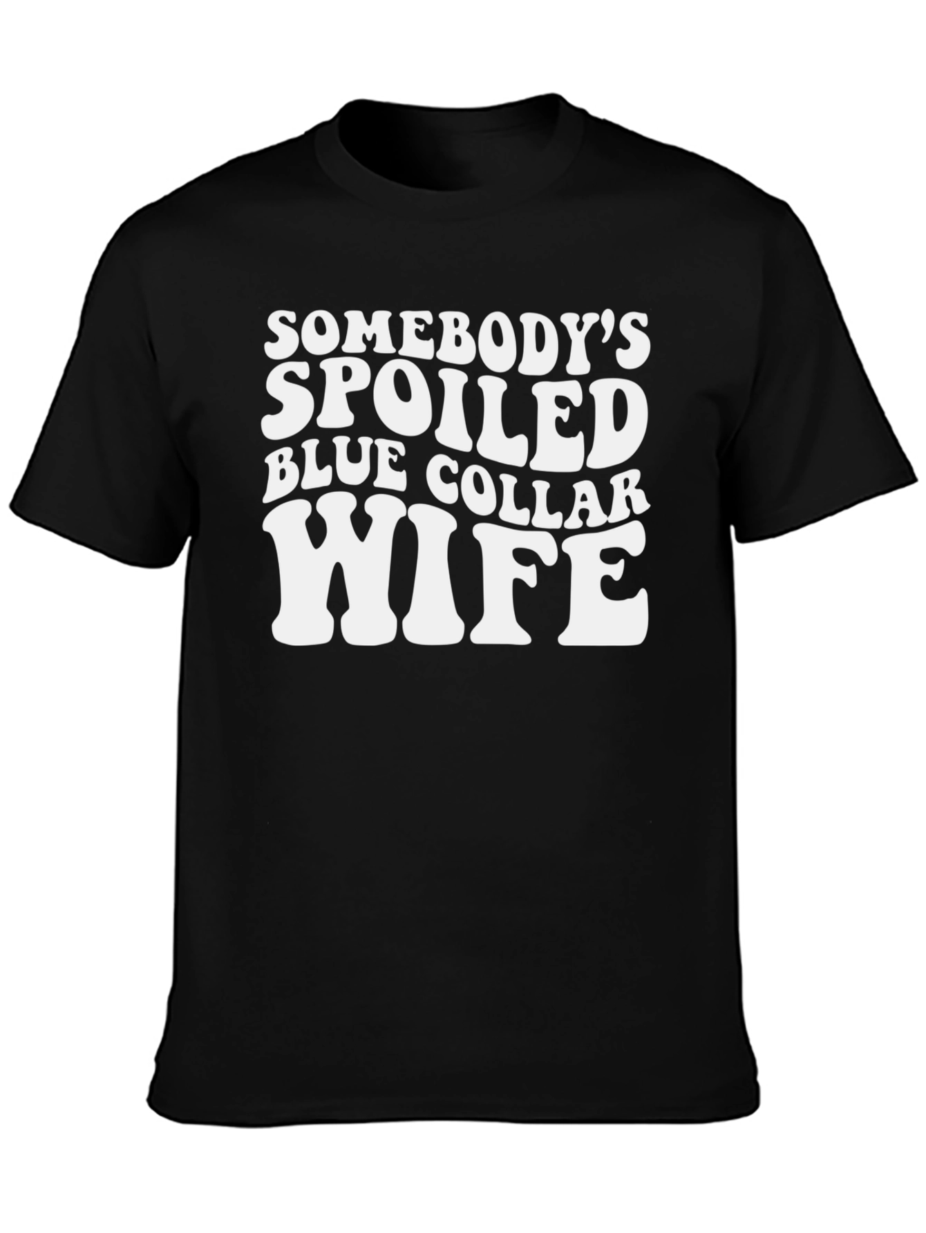 Black Spoiled Wife Graphic T-Shirt - Black Crew Neck Tee view 3