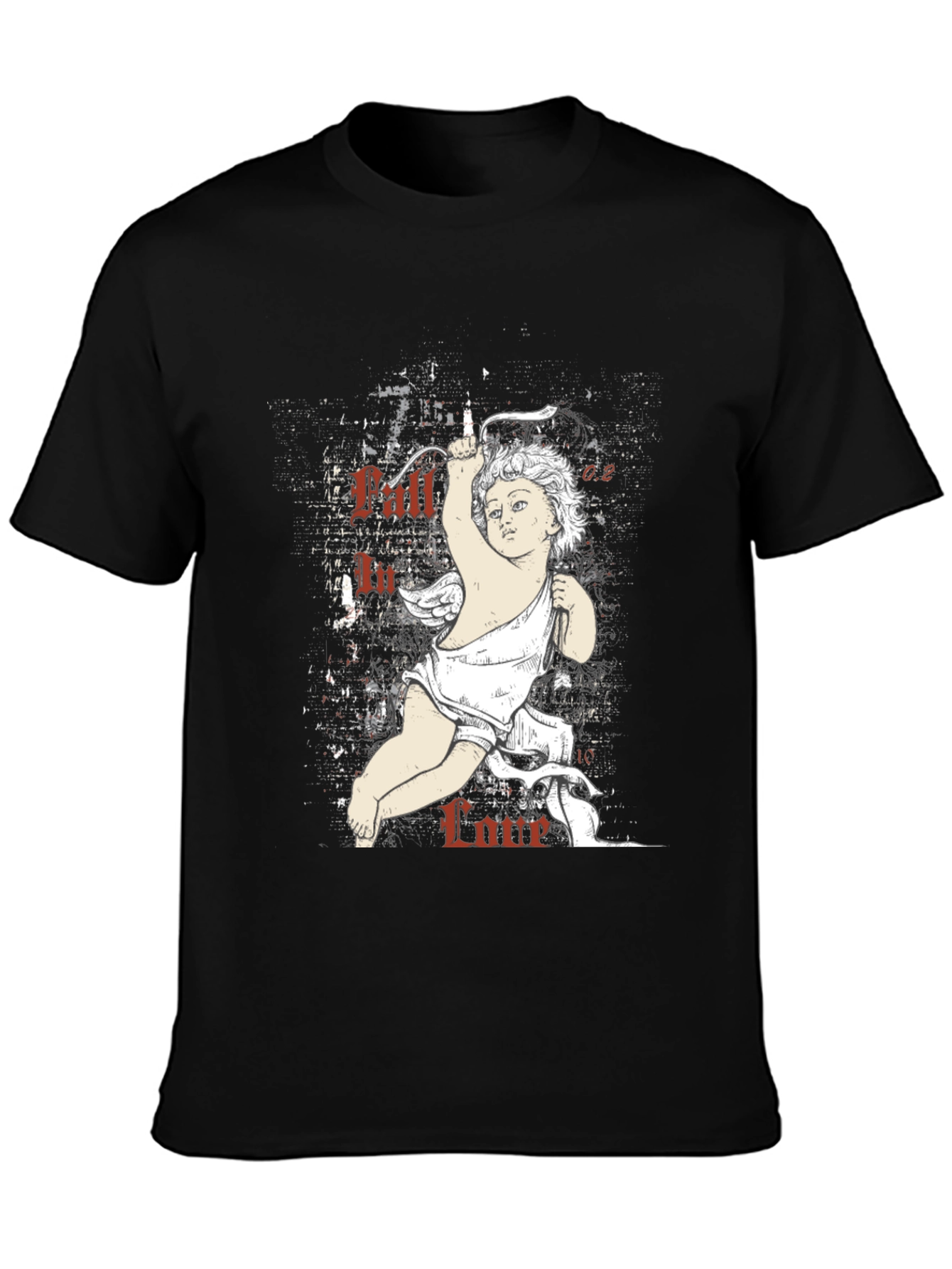 Black Fall In Love Cupid Graphic Tee view 3