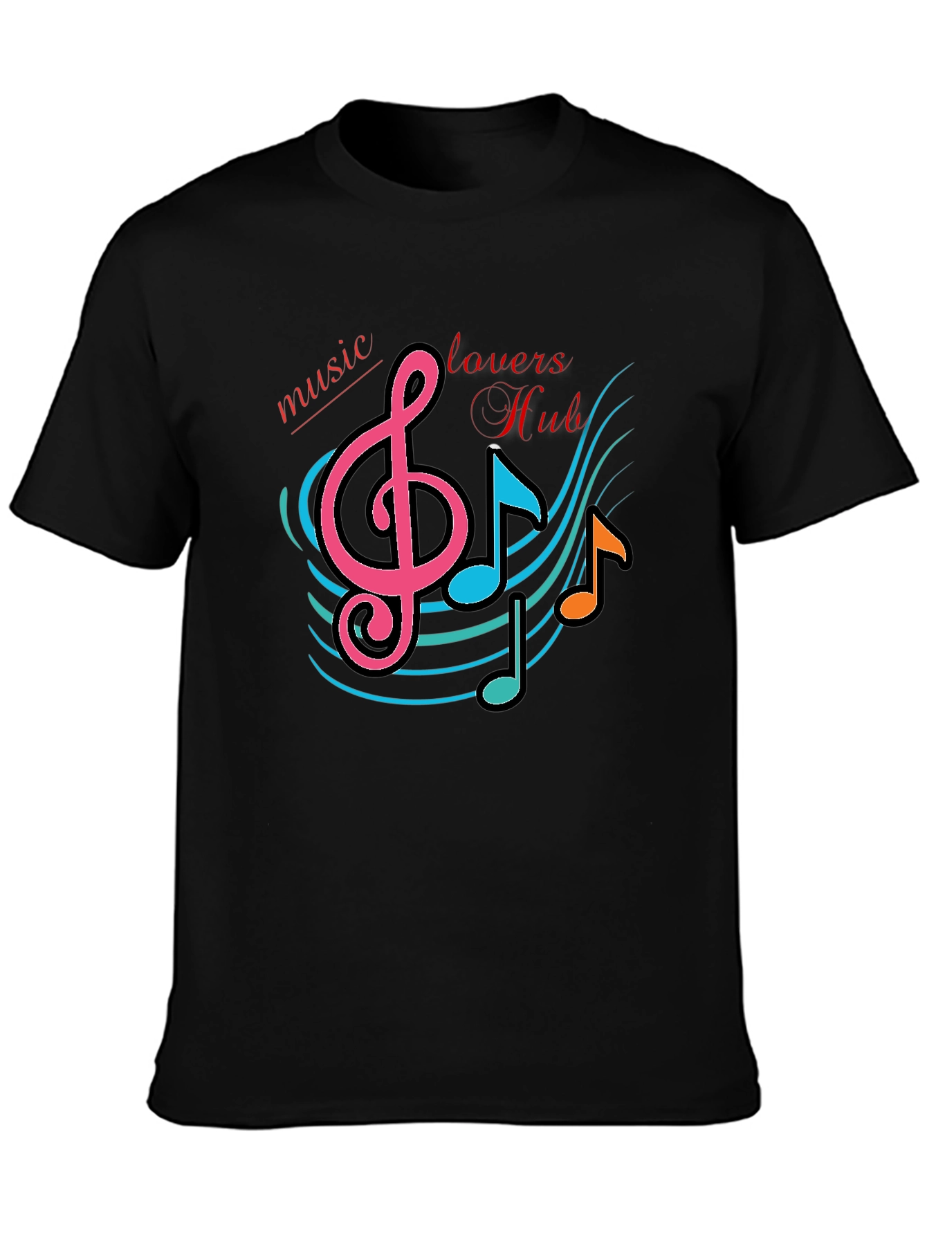 Black Music Lovers Hub Black Graphic T-Shirt view 3