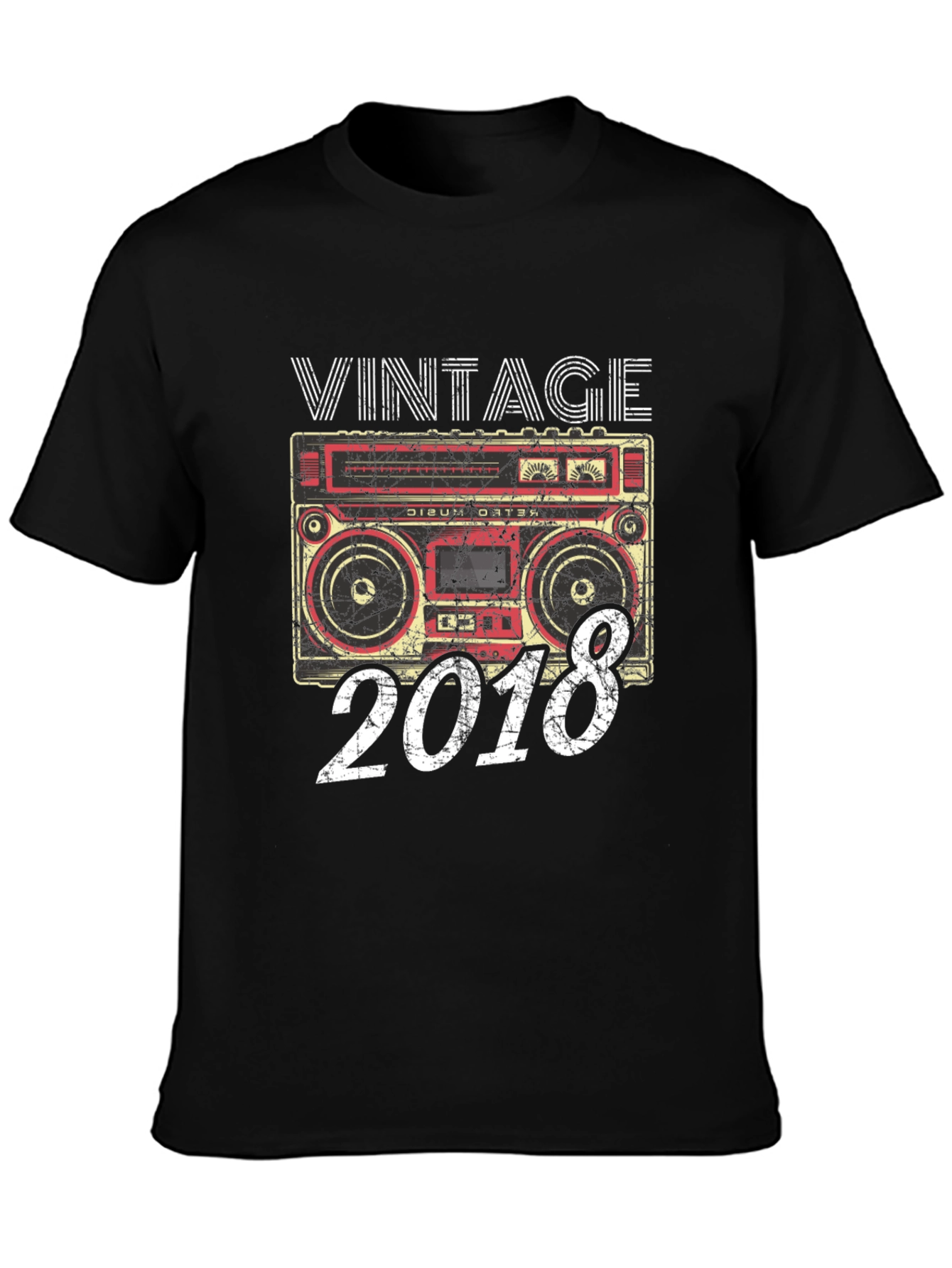 Black Vintage 2018 Boombox T-Shirt view 3