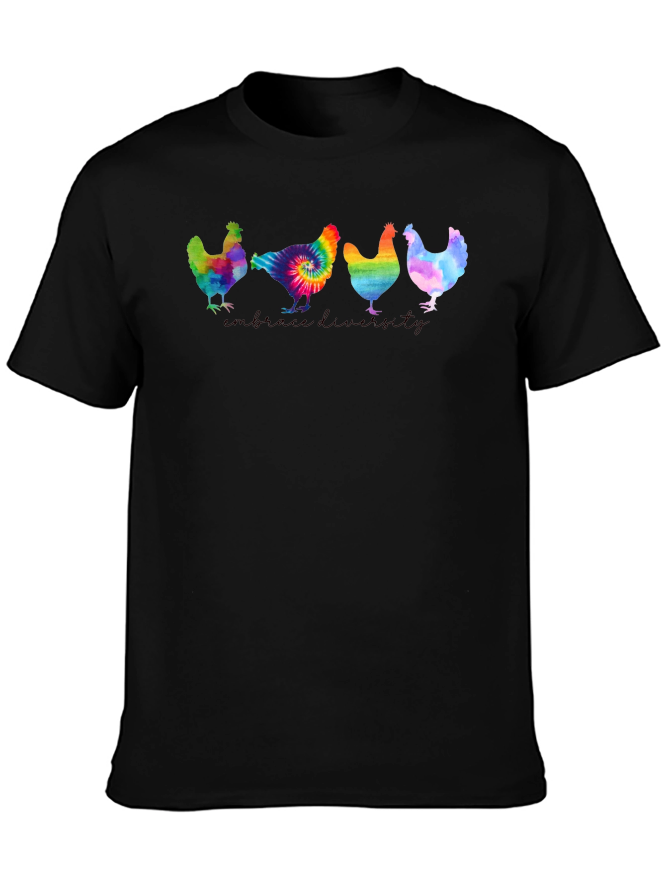 Black Embrace Diversity Chickens Graphic Tee view 3