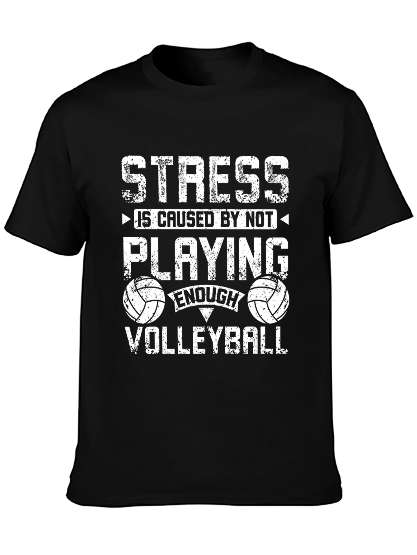 Black Volleyball Stress Relief T-Shirt view 3