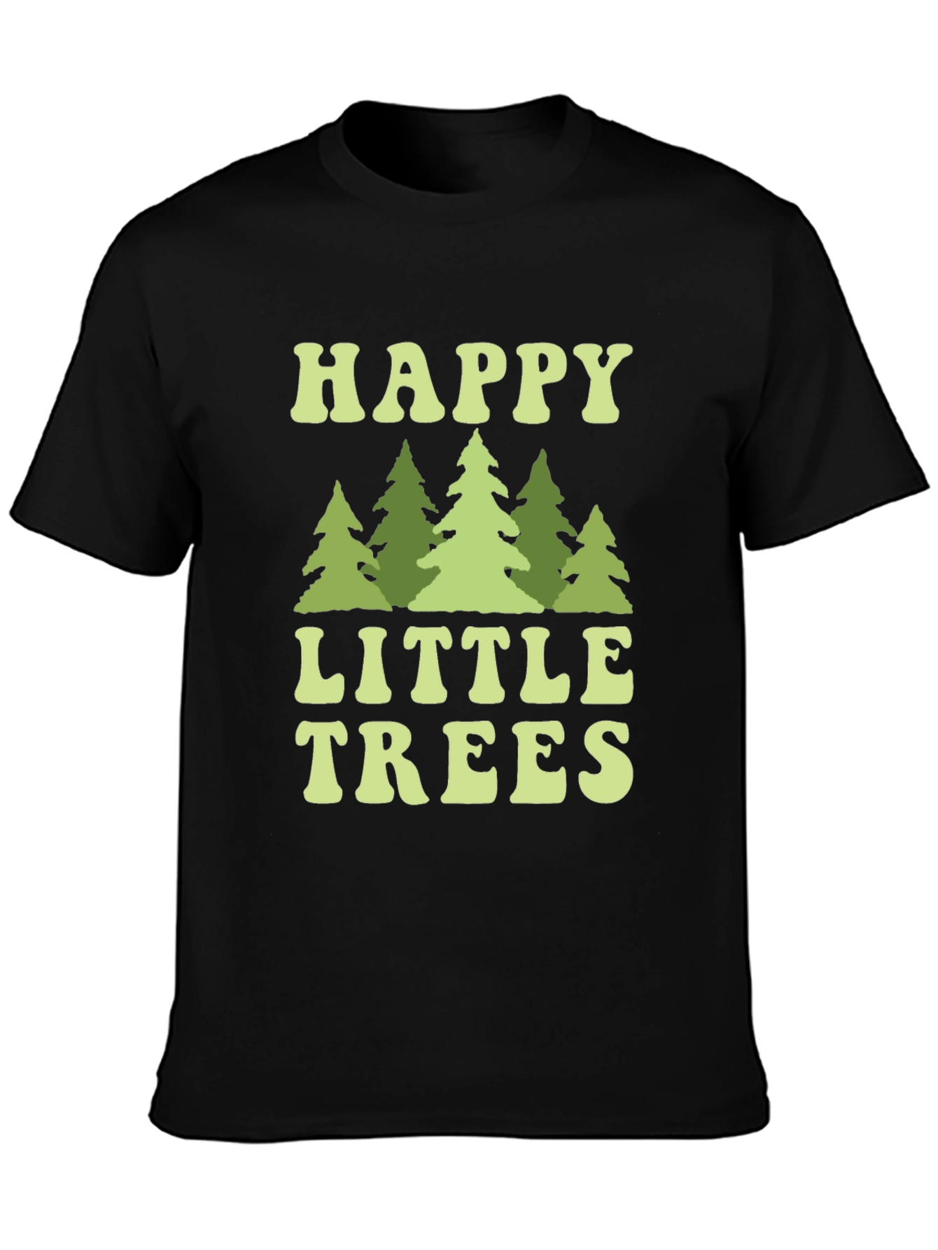 Black Happy Little Trees Graphic T-Shirt view 3