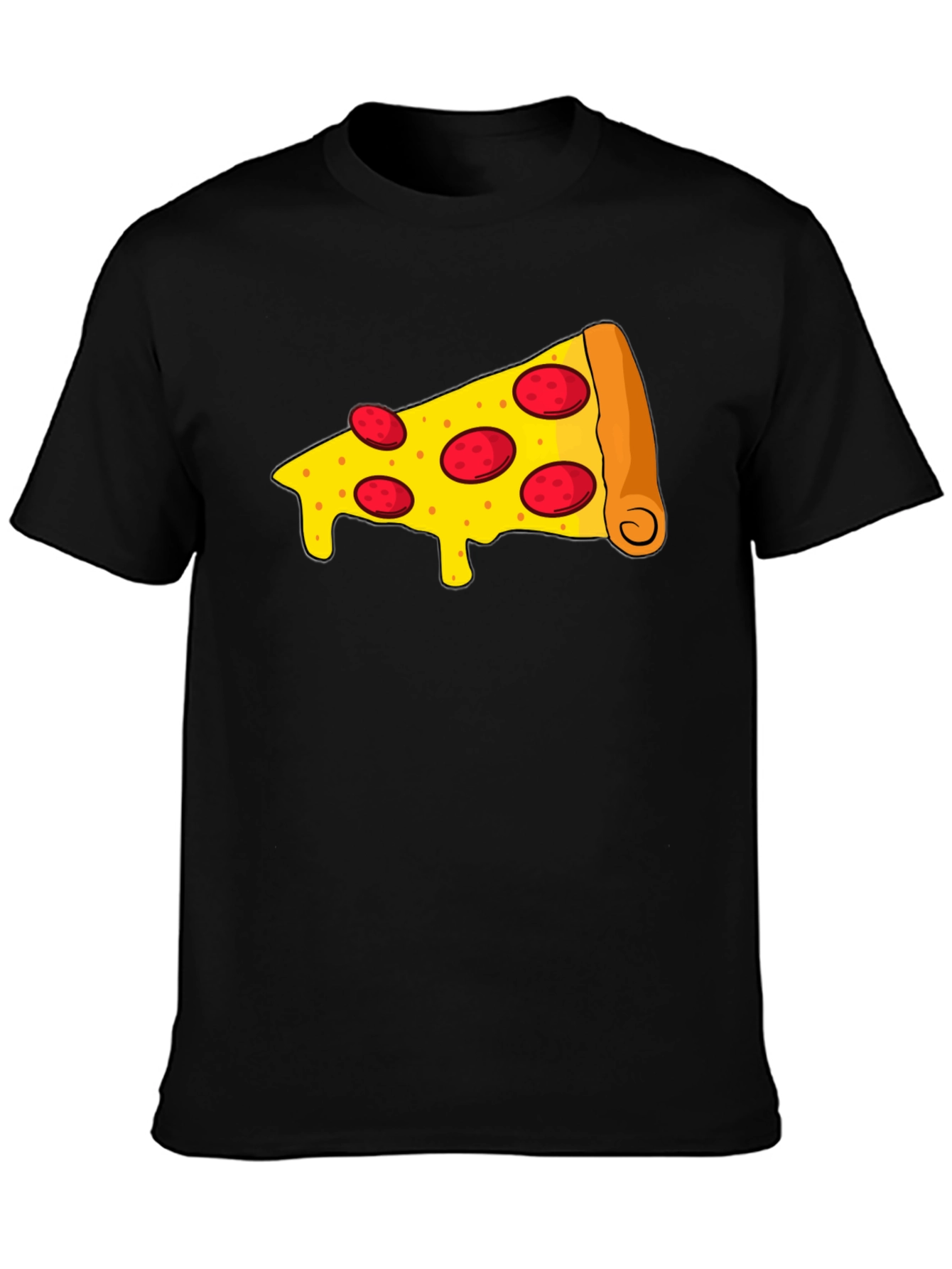 Black Pizza Slice Graphic Tee - Unisex Black T-Shirt view 3
