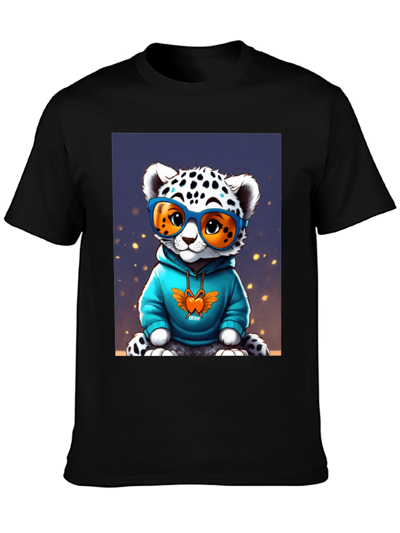 Black Cool Cat Tee - Funky Leopard Graphic T-Shirt view 3