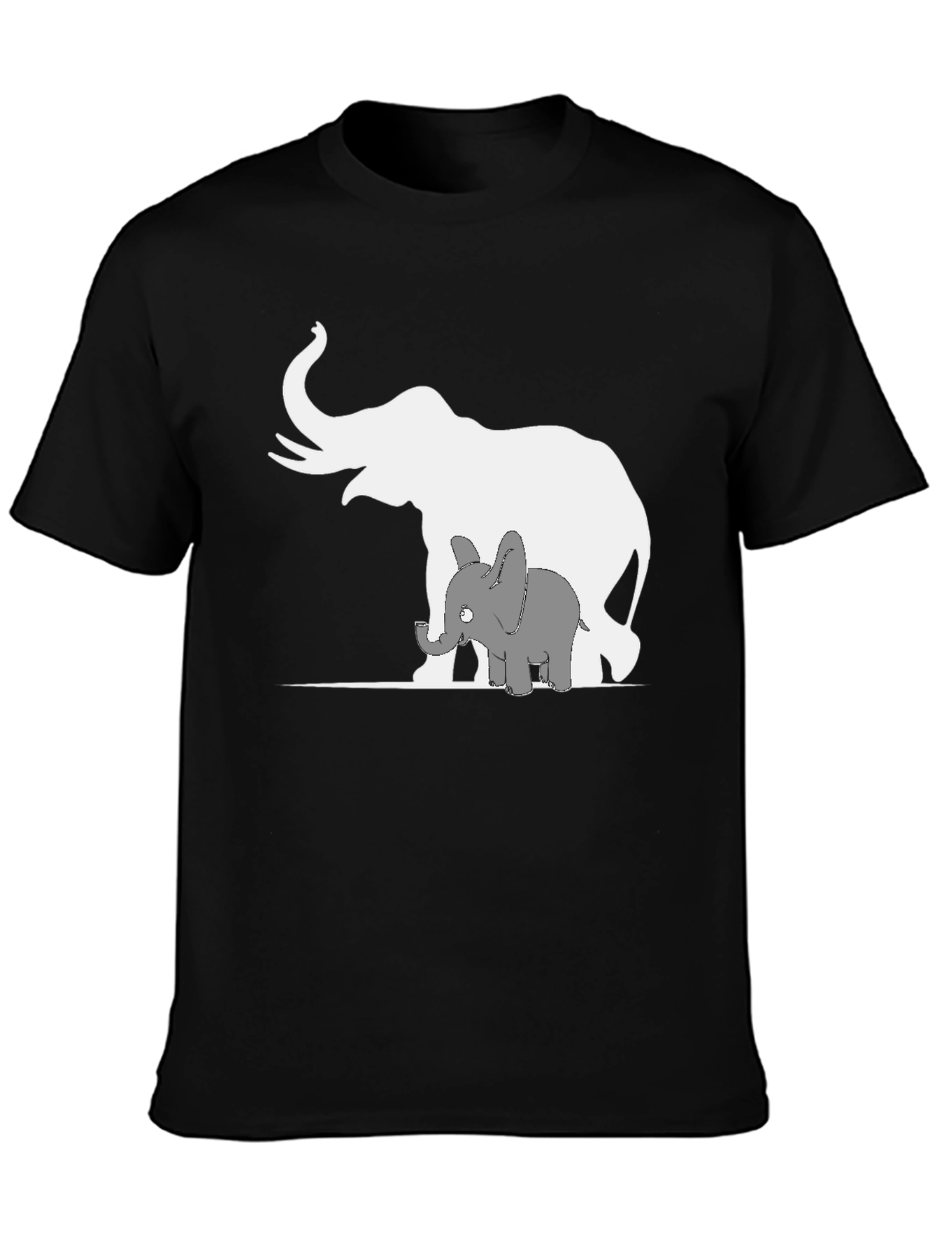 Black Elephant Family Graphic Tee - Black Cotton Casual Shirt view 3
