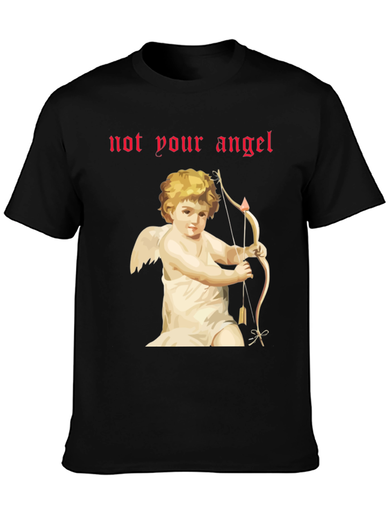 Black Not Your Angel Cupid Graphic Tee - Black T-Shirt view 3