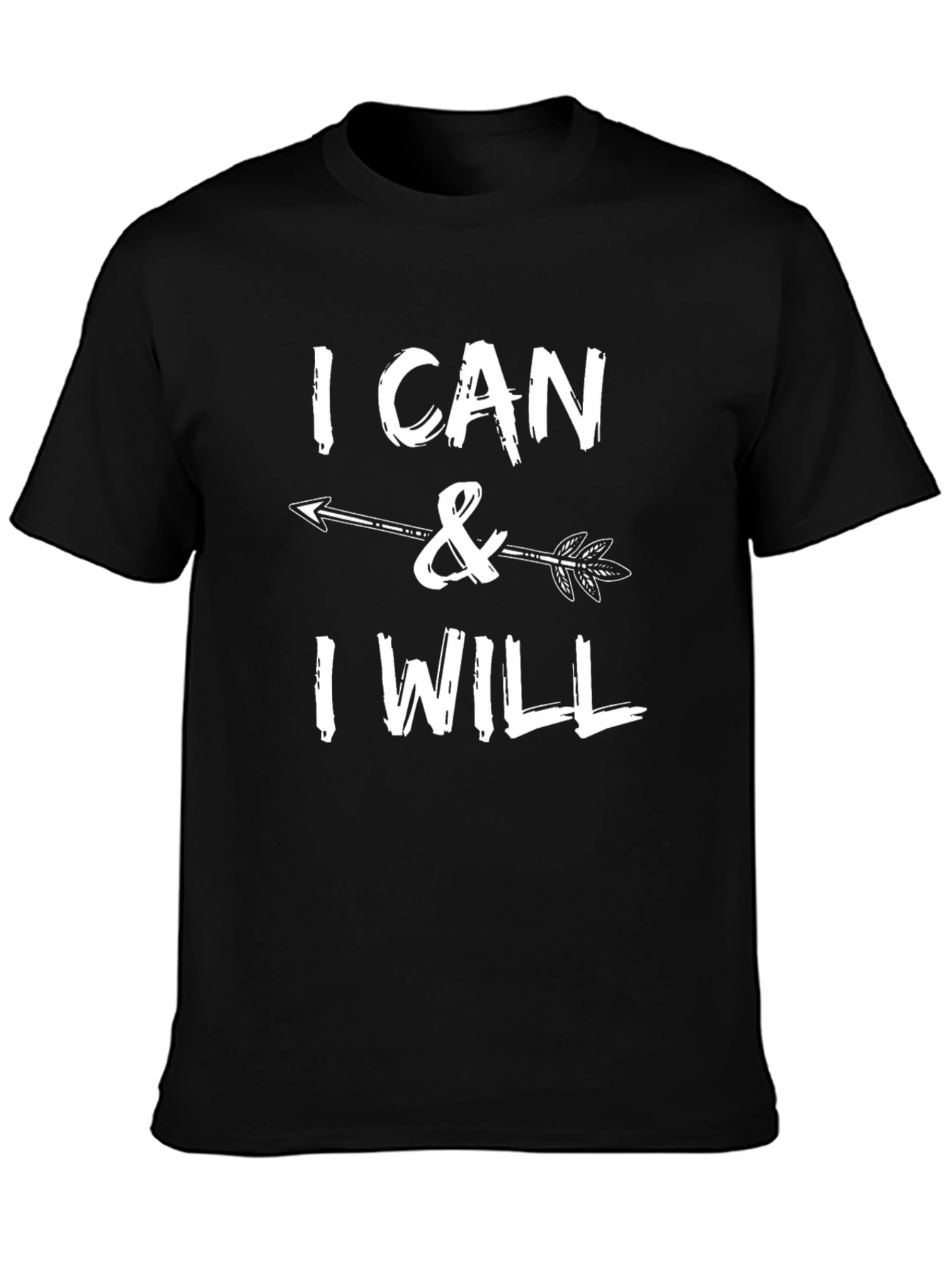 Black I Can & I Will Arrow Graphic Black T-Shirt view 3