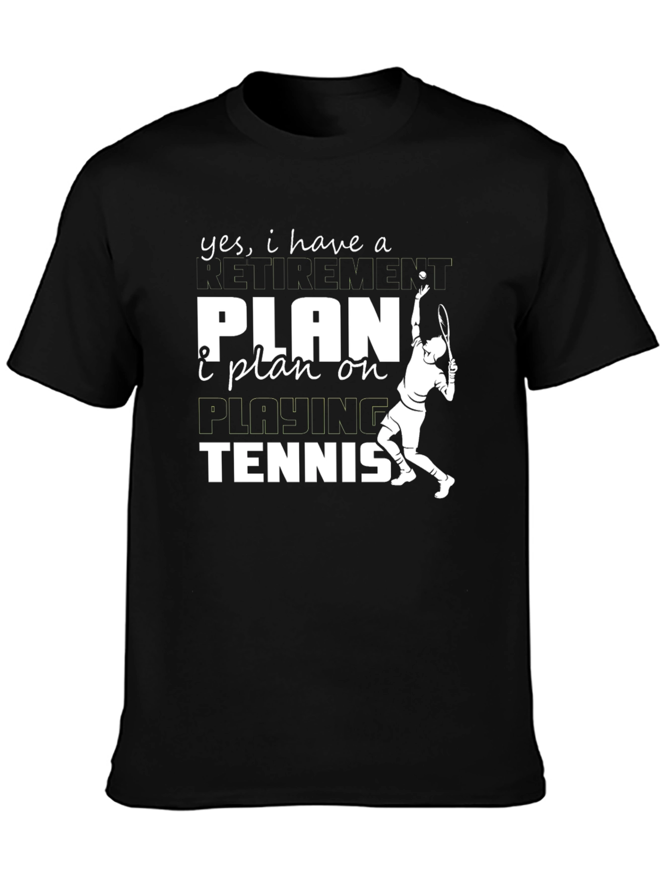 Black Funny Tennis Retirement Plan T-Shirt view 3