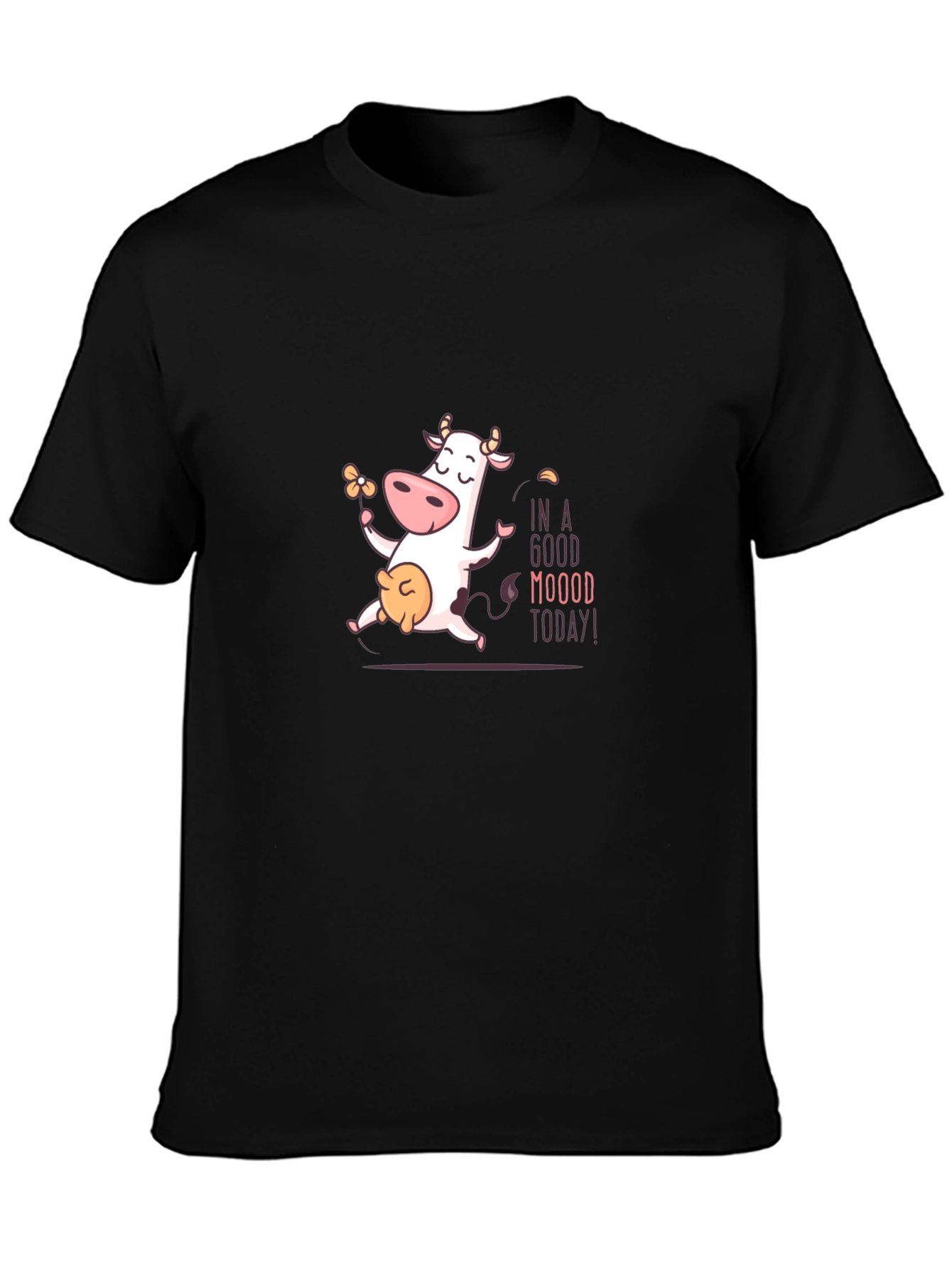 Black Funny Cow T-Shirt - In A Good Moood Today! view 3