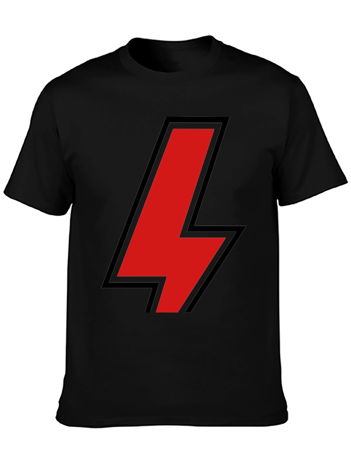 Black Black T-Shirt with Red Lightning Bolt Design view 3