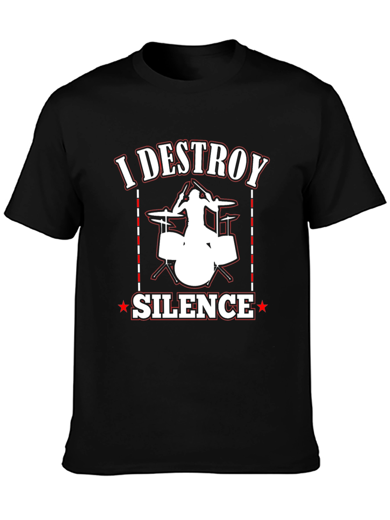 Black I DESTROY SILENCE Drummer T-Shirt view 3